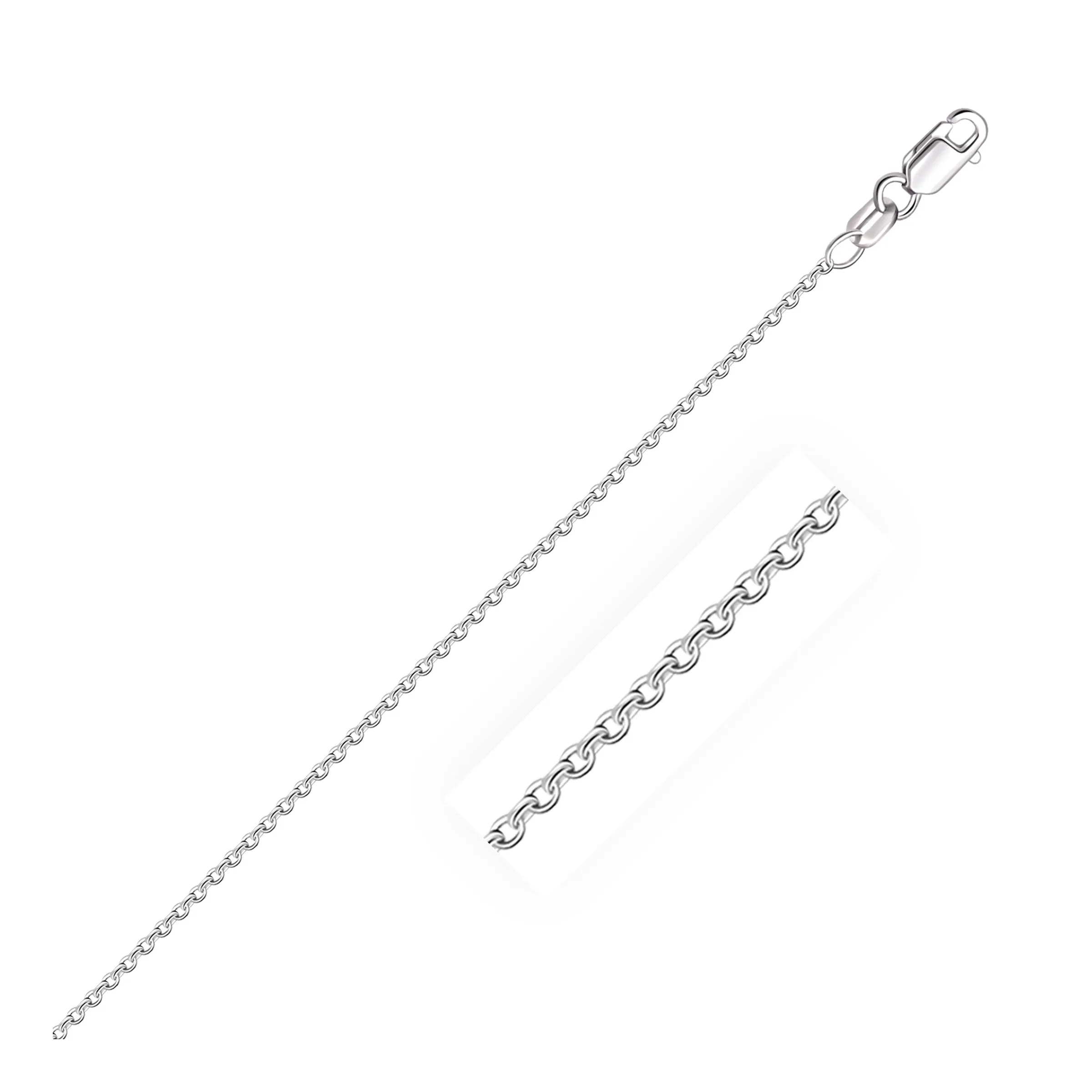 14k White Gold Round Cable Link Chain 1.5 mm by Avera Group