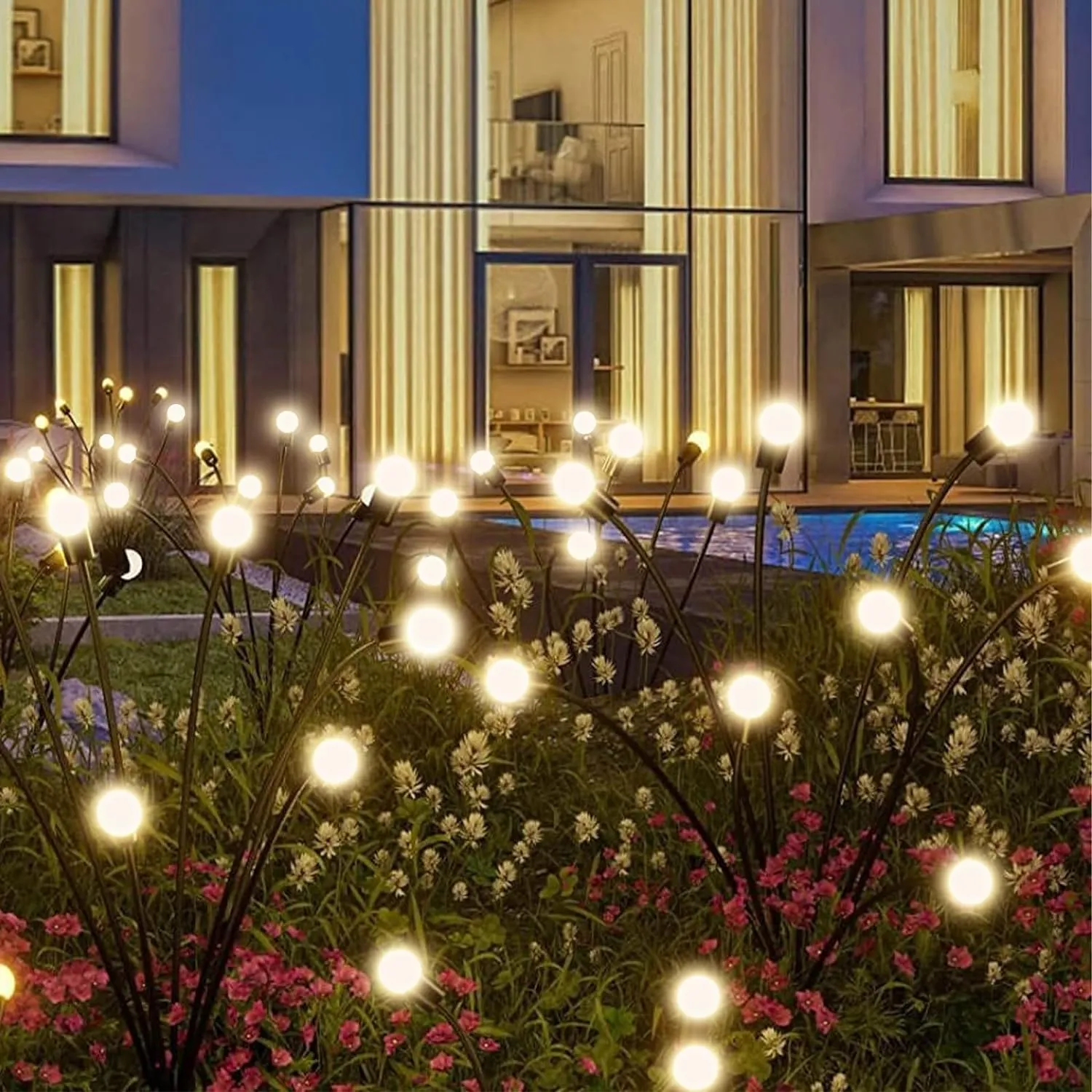 2 Pack 10 LED Solar Powered Firefly Lights