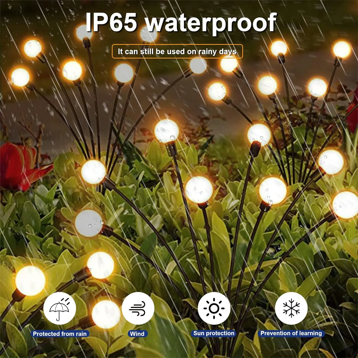 2 Pack 10 LED Solar Powered Firefly Lights