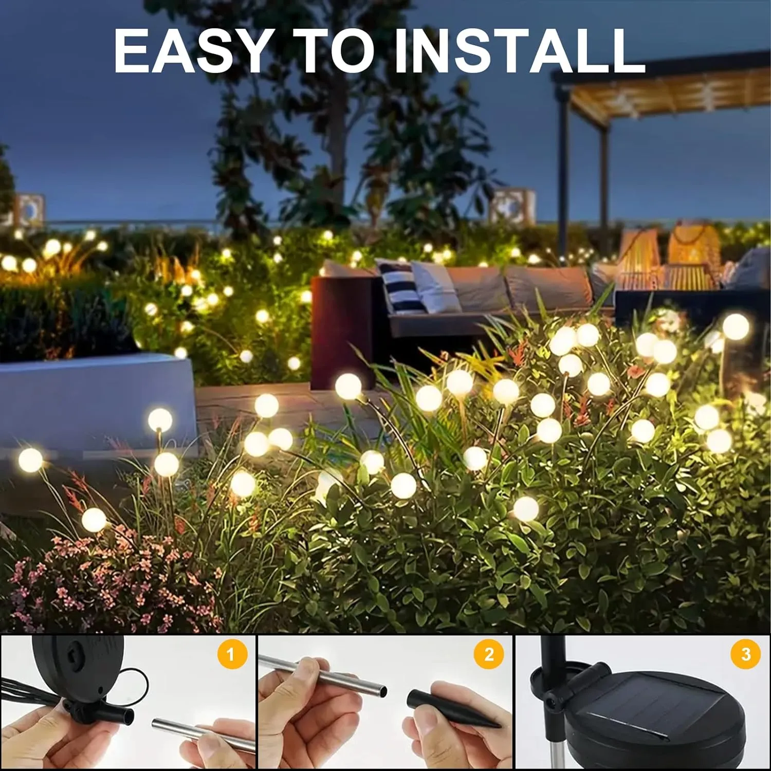2 Pack 10 LED Solar Powered Firefly Lights