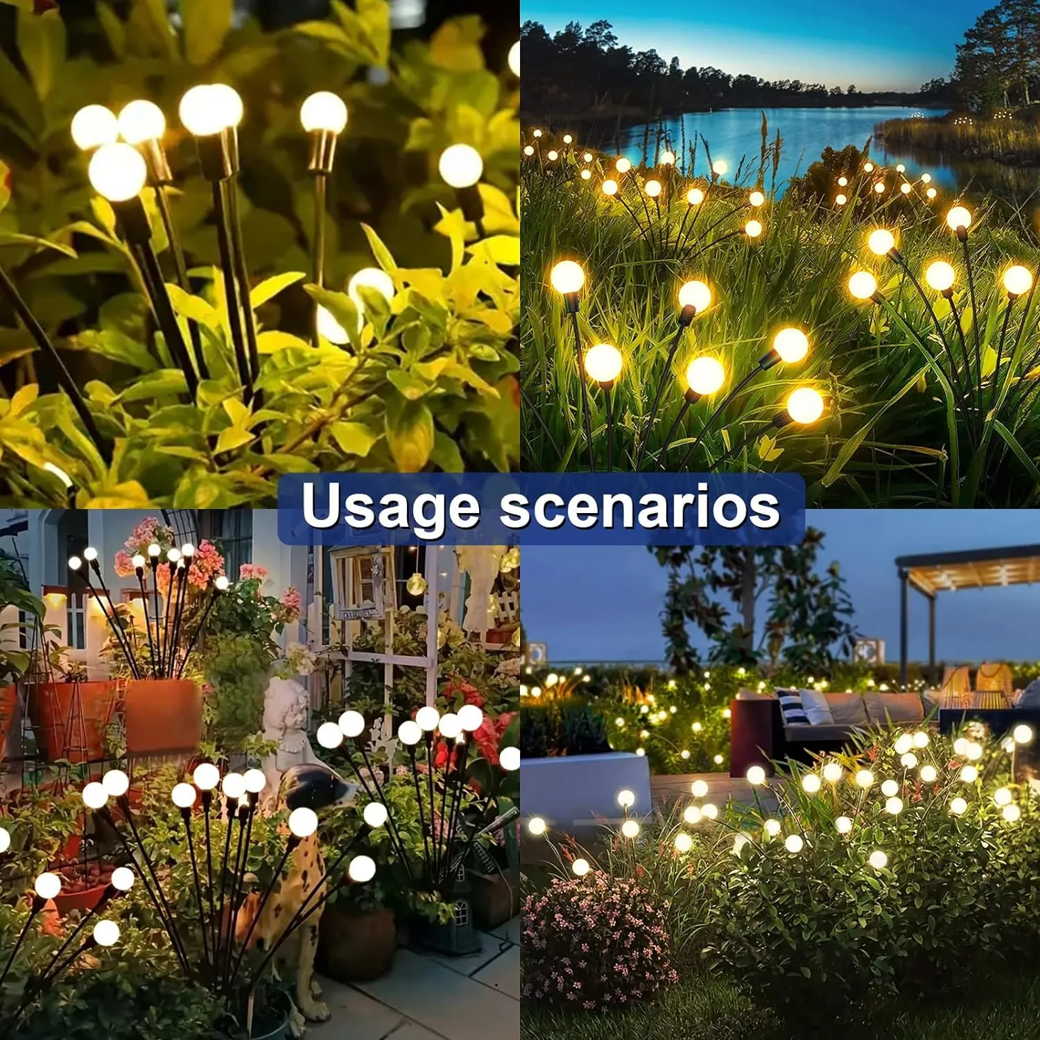 2 Pack 10 LED Solar Powered Firefly Lights