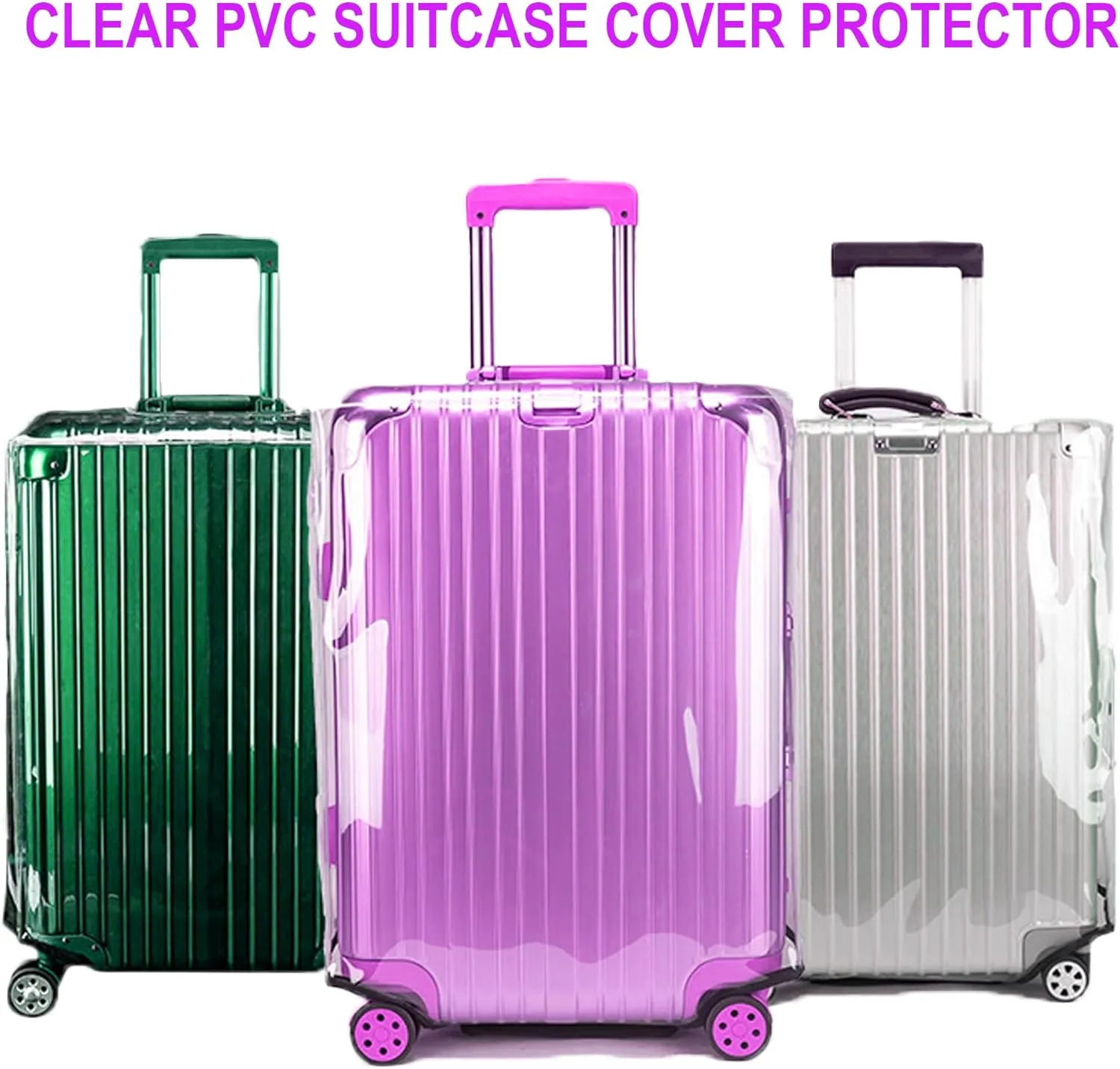 20 Inch Full Clear PVC Suitcase Cover Protectors for TSA Approved Travel Luggage Protector Covers Set Transparent Luggage Case Suitable for 19"-20" Full Clear