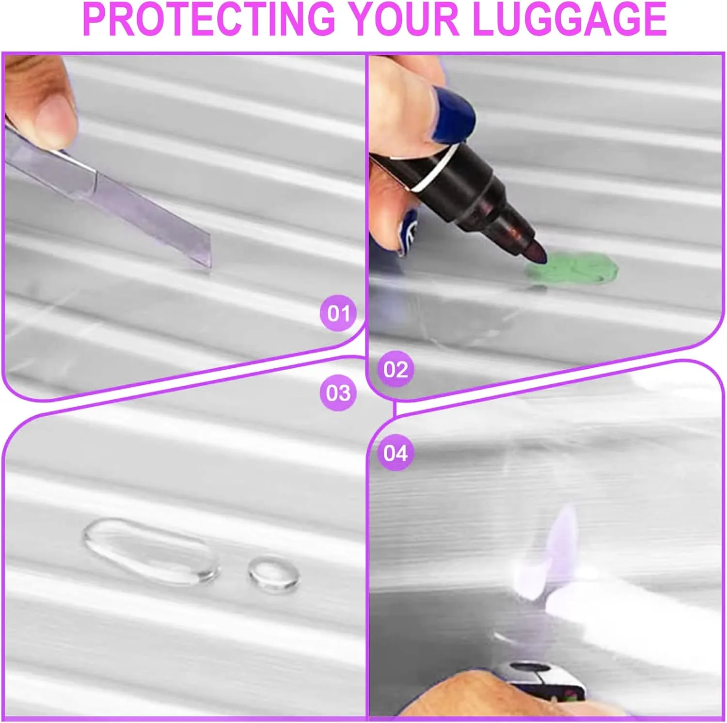 20 Inch Full Clear PVC Suitcase Cover Protectors for TSA Approved Travel Luggage Protector Covers Set Transparent Luggage Case Suitable for 19"-20" Full Clear