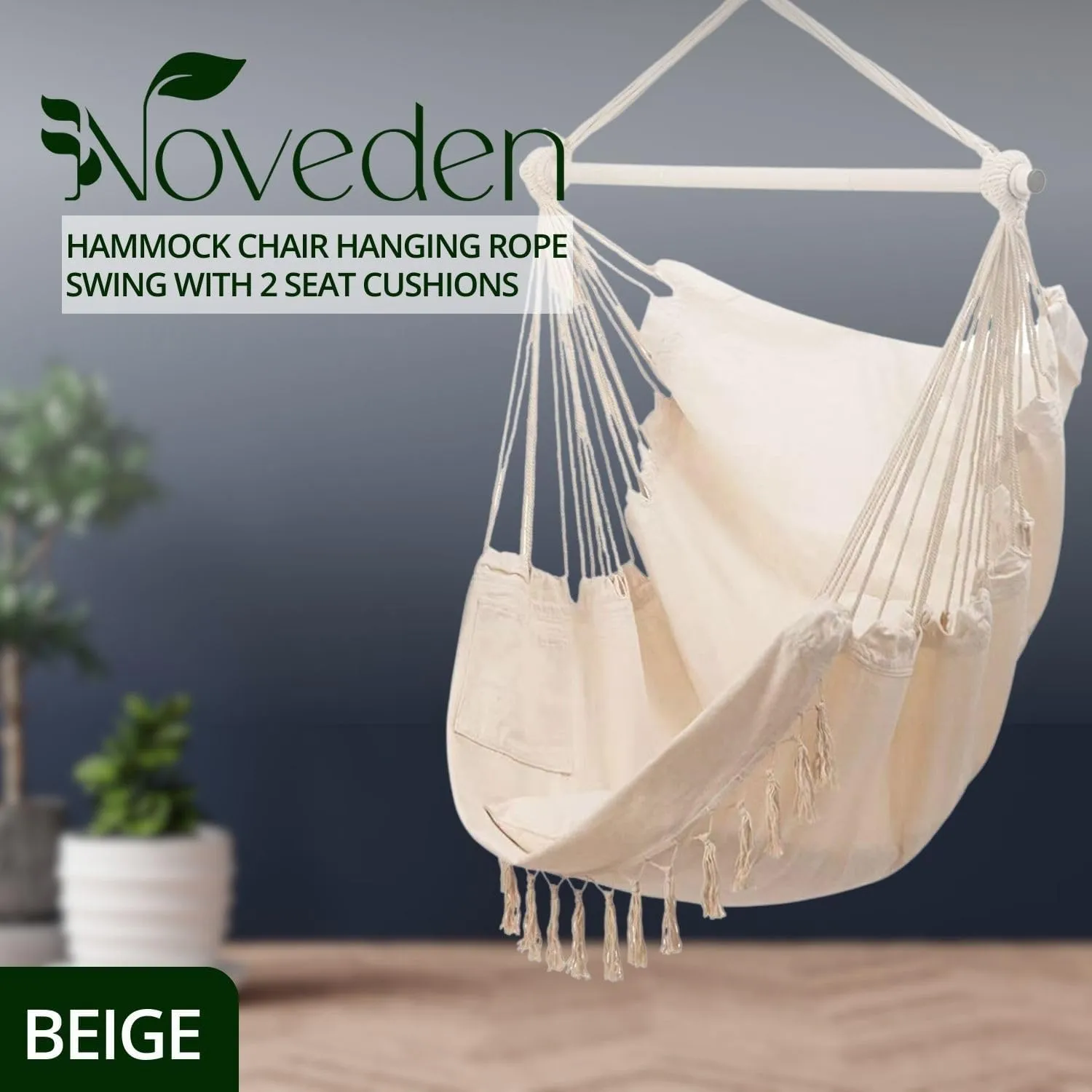 360° Rotation Weather-Resistant Hammock Chair with 2 Cushions