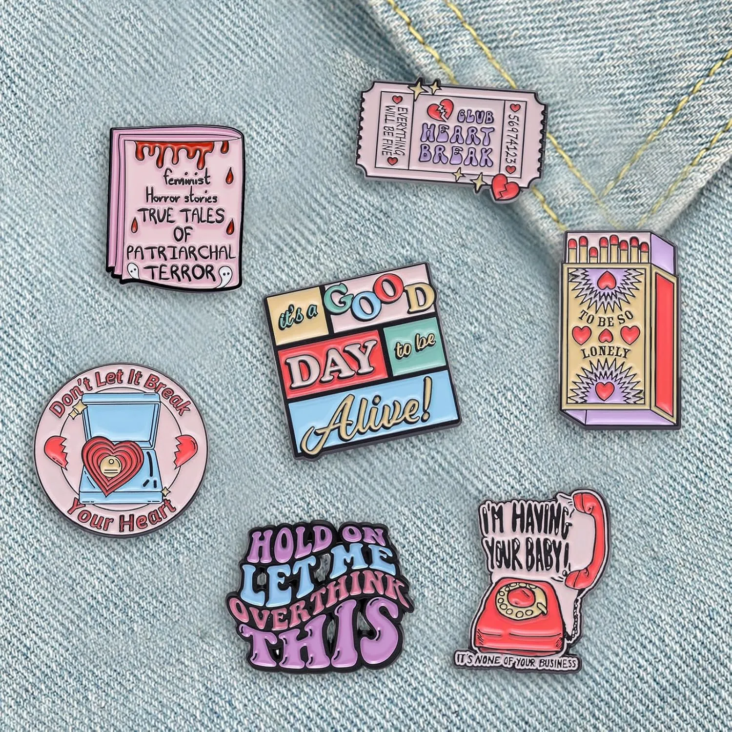 7 Packs Horror Dark Brooch Cool Enamel Pins Black Art Set for Jacket Backpack Hat Pant Accessories (Sashay Away)