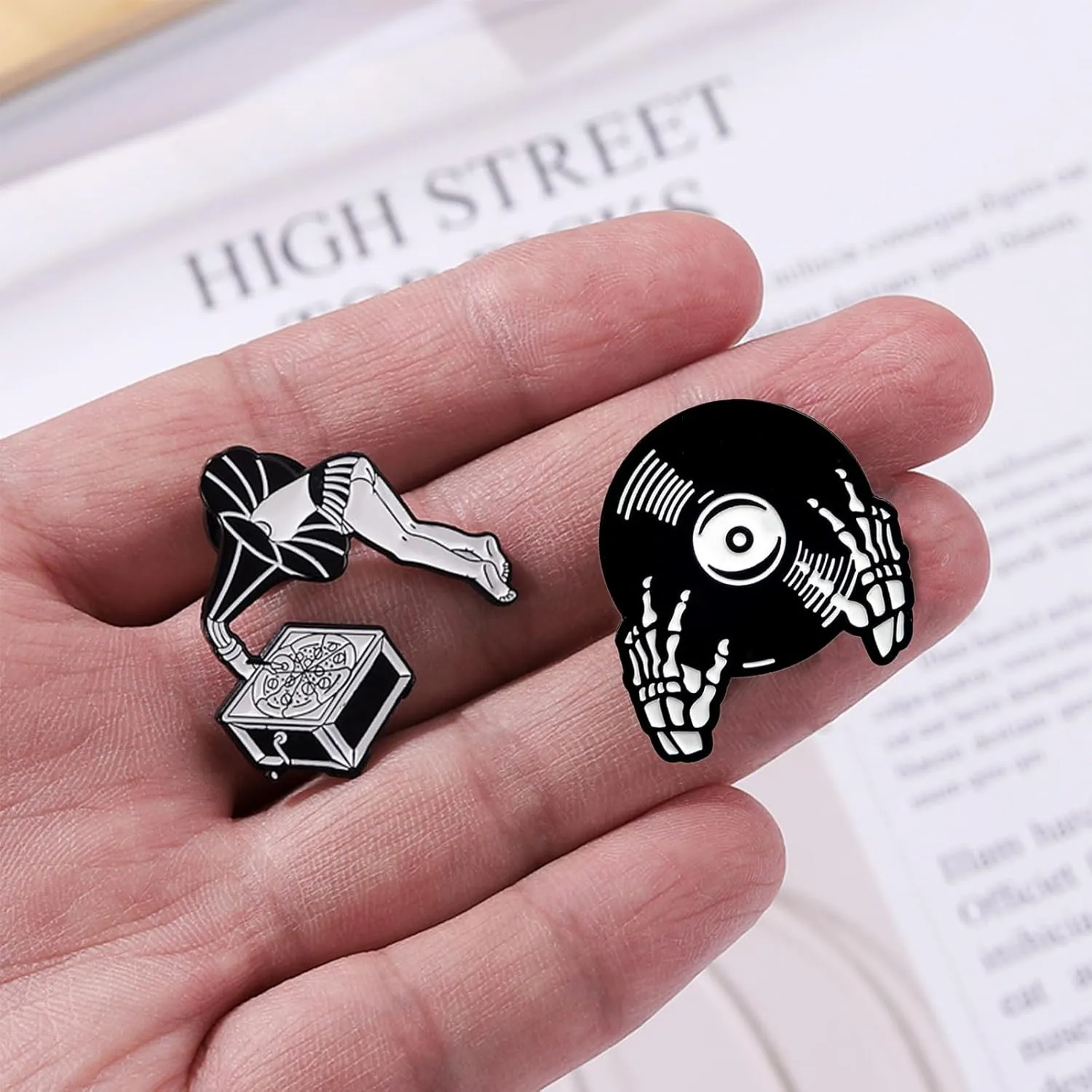 9 Pieces Cool Enamel Pins for Backpacks Jackets Hats, Funny Music Maniac Disc Radio Crazy Decorative Brooch Pins Set