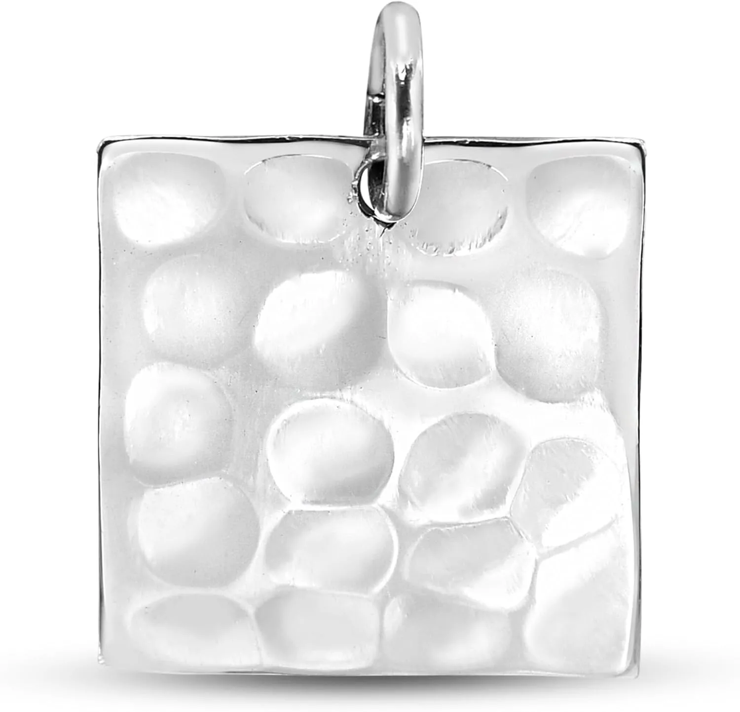 AeraVida Hammered Texture Square .925 Sterling Silver Pendant | Square Pendant Necklace for Women | Sterling Silver Pendant Necklace Jewelry Gifts | Hammered Square Pendant Necklace