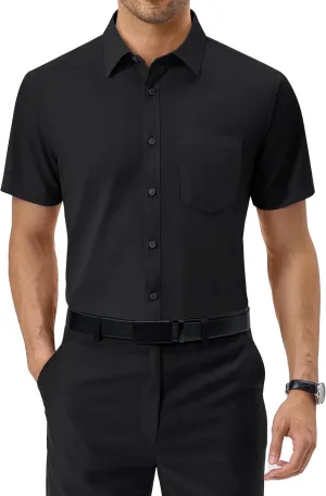 Alimens & Gentle Mens Short Sleeve Dress Shirts Regular Fit Stretch Wrinkle-Resistant Button Down Shirts