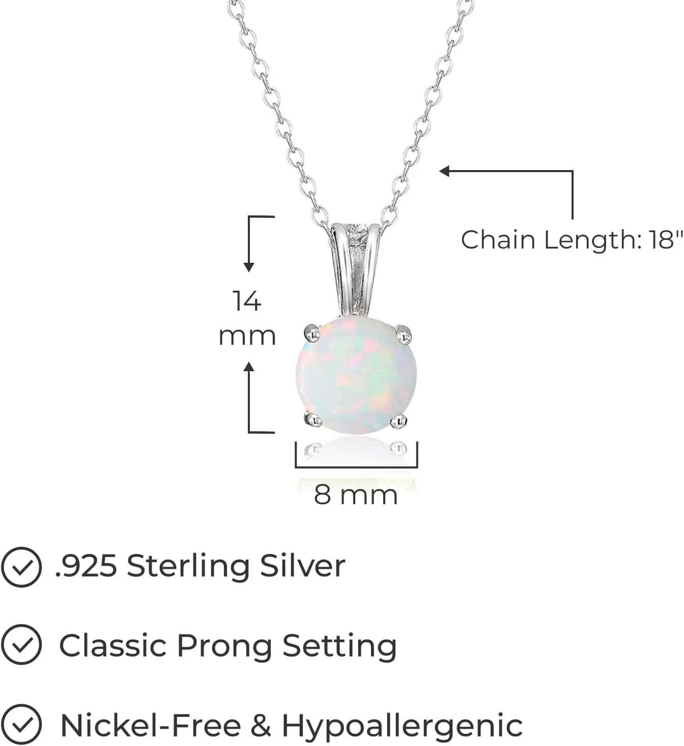 Amazon Essentials Sterling Silver Round Cut Birthstone Pendant Necklace 18" (previously Amazon Collection)