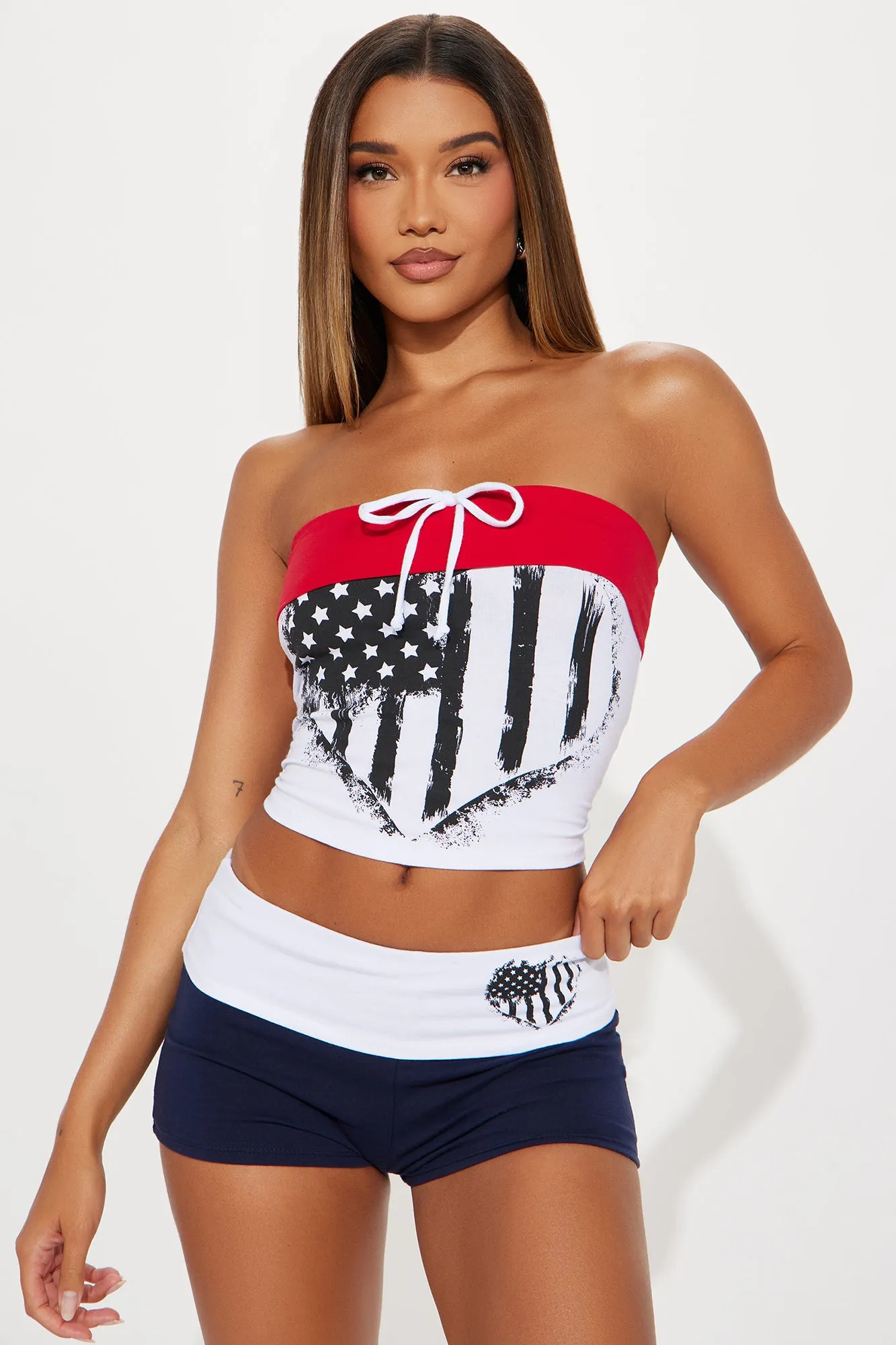 America Love Short Set - White/combo