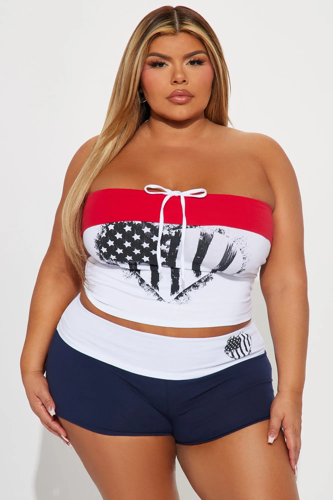 America Love Short Set - White/combo