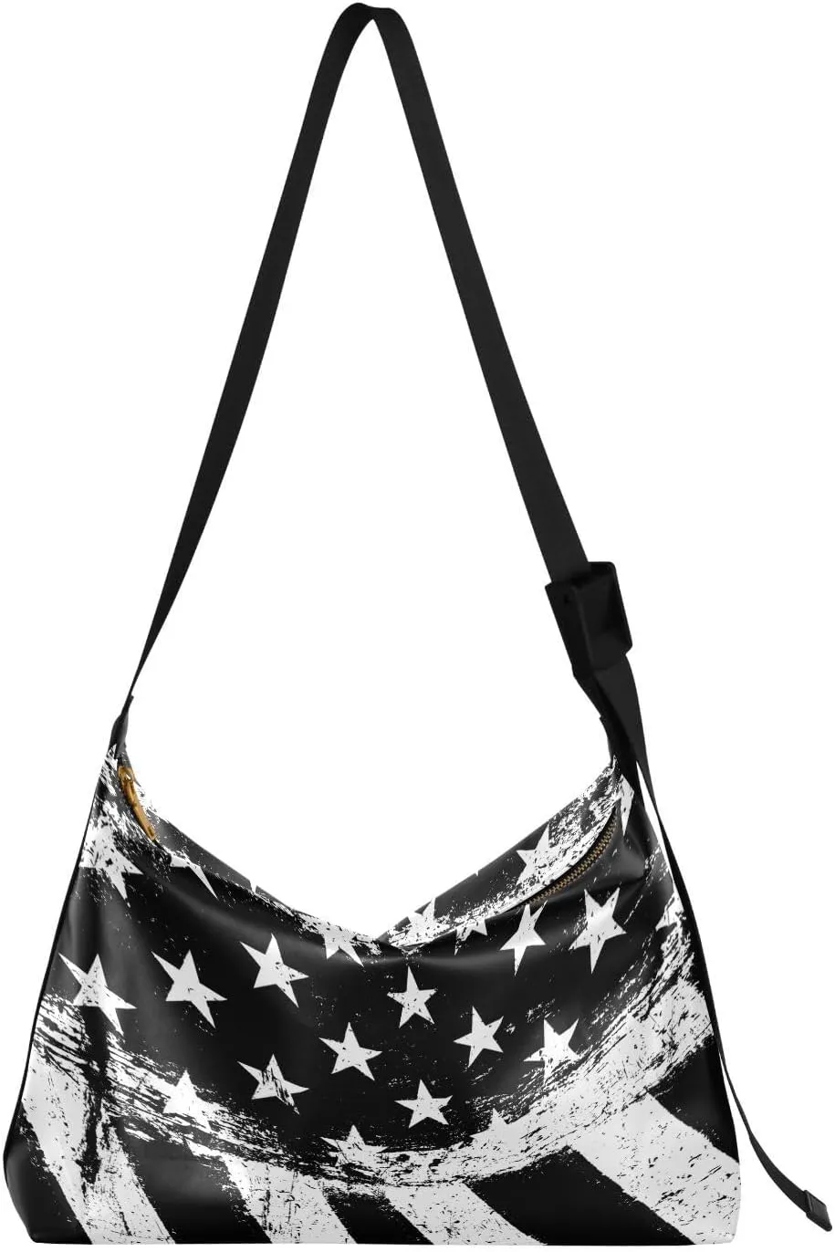 American Flag Background Hobo Crossbody Bags for Women Leather Large Shoulder Bag Cross Body Trendy Womens Tote Bags Handbag for Travel Shopping