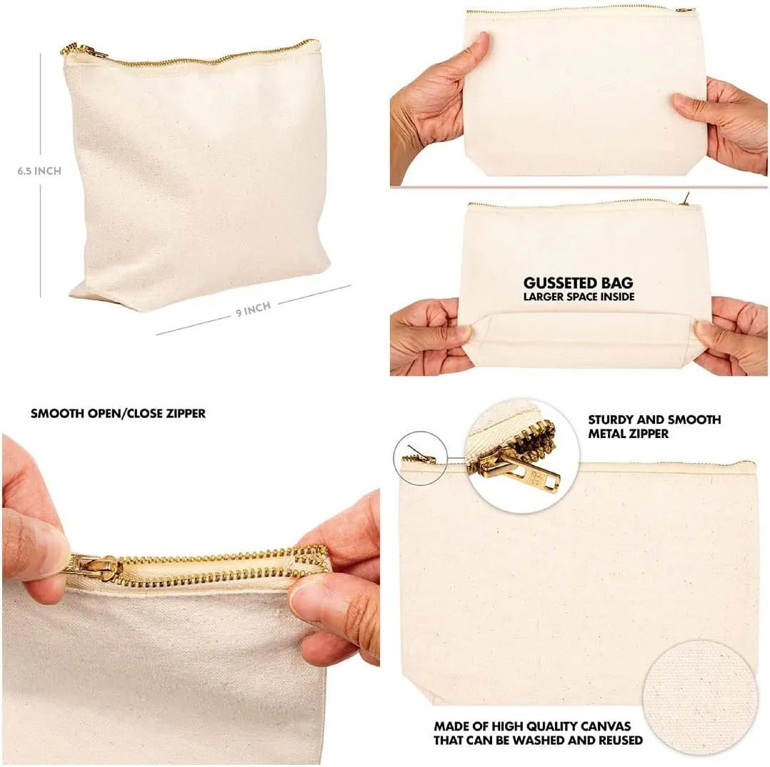 Andaz Press Personalized Makeup Bags for Women Bridesmaid Proposal Gifts Canvas Cosmetic Bag with Zipper Classic Monogram Makeup Pouch For Bridesmaids Girls Weekend Gifts for Women 6.5 x 9 Inch