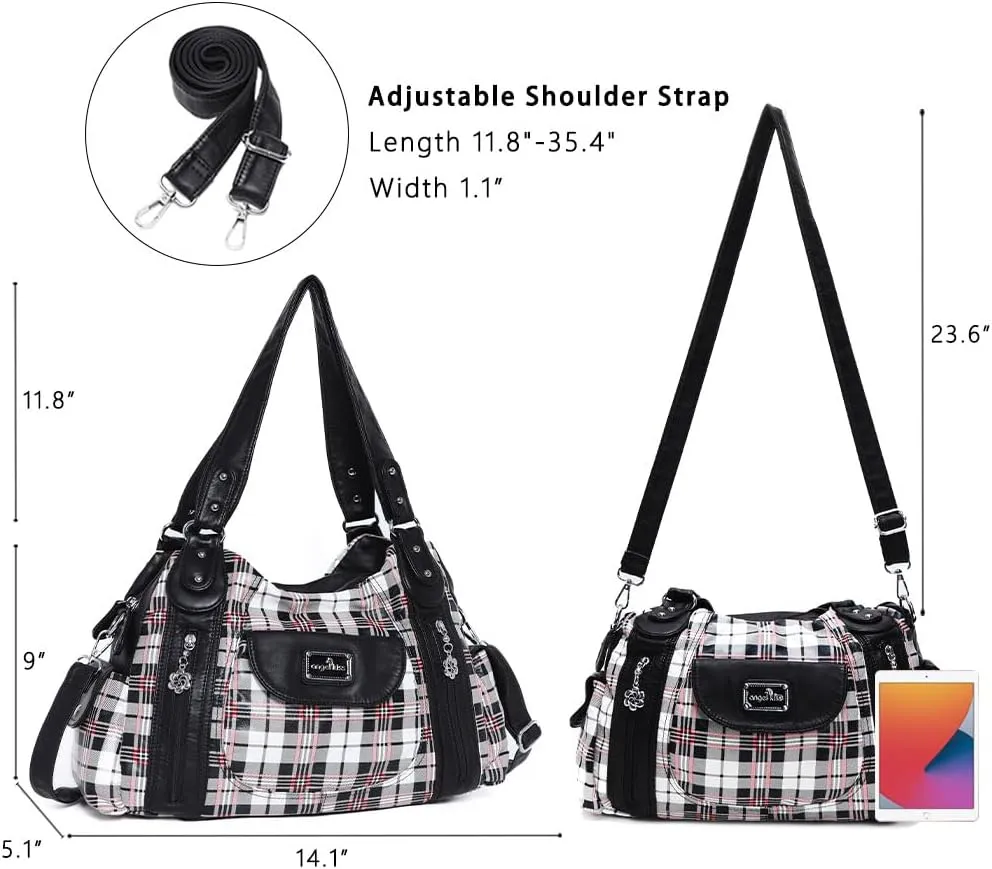Angel Kiss Purses for Women, Large Shoulder Bag Hobo Tote Purse Mutipocket Faux Leather Satchel Hobo Purse