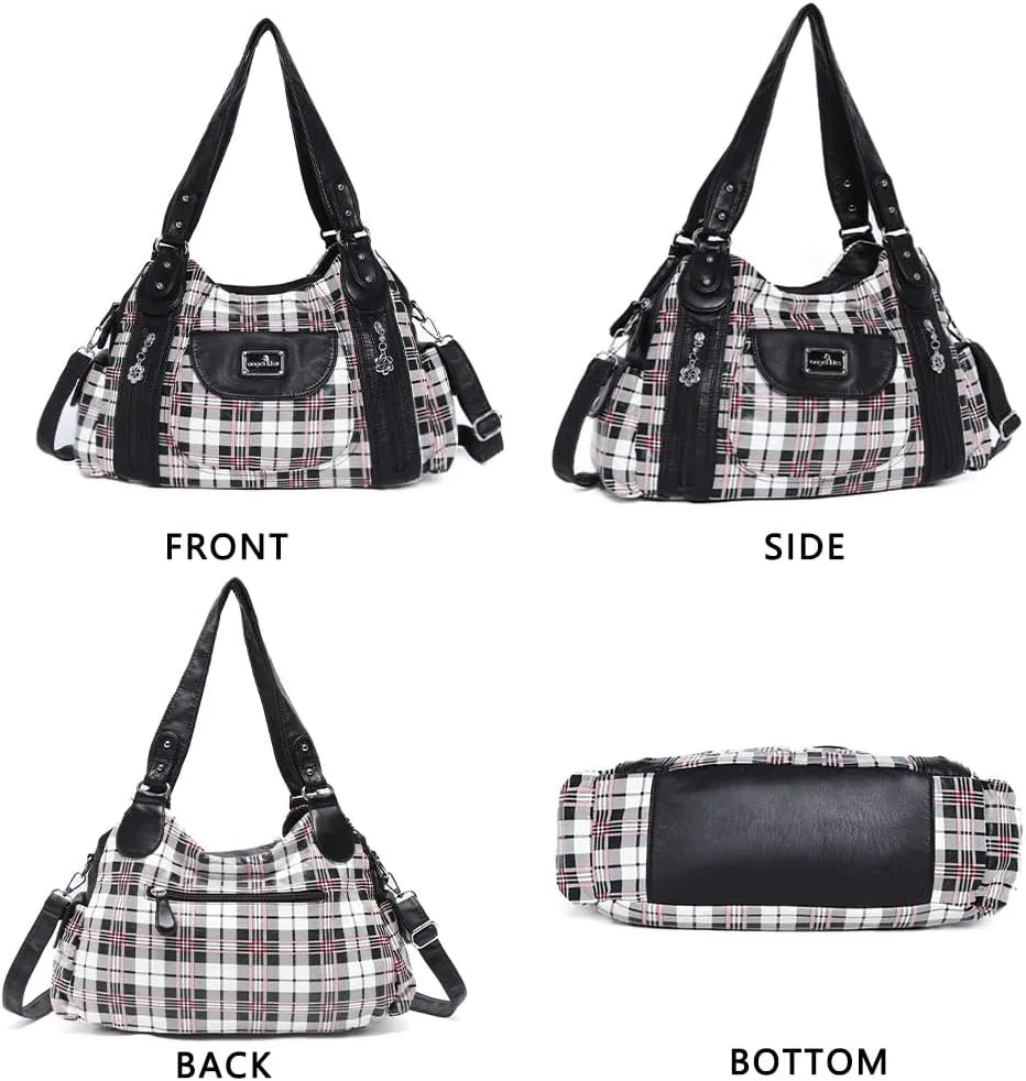 Angel Kiss Purses for Women, Large Shoulder Bag Hobo Tote Purse Mutipocket Faux Leather Satchel Hobo Purse