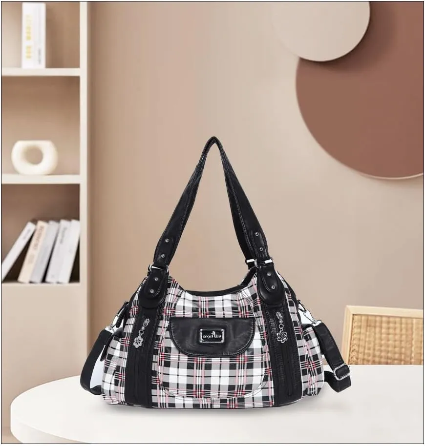 Angel Kiss Purses for Women, Large Shoulder Bag Hobo Tote Purse Mutipocket Faux Leather Satchel Hobo Purse