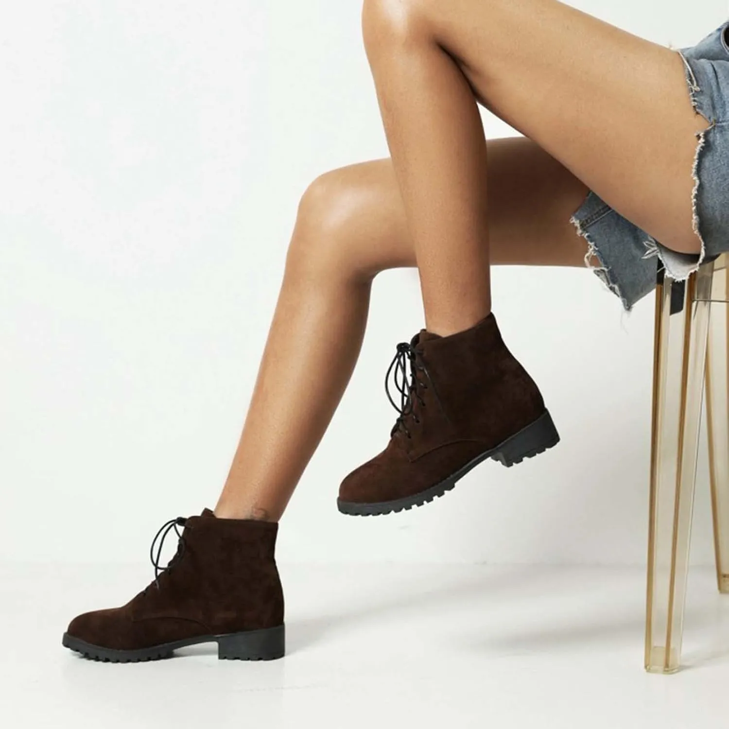 Ankle Boots for Women Brown Leather Booties Work Boots Slip On Barefoot Boot Indoor and Outdoor Soft Sole Fashion Closed Pointed Toe Low Block Heel Zip Up