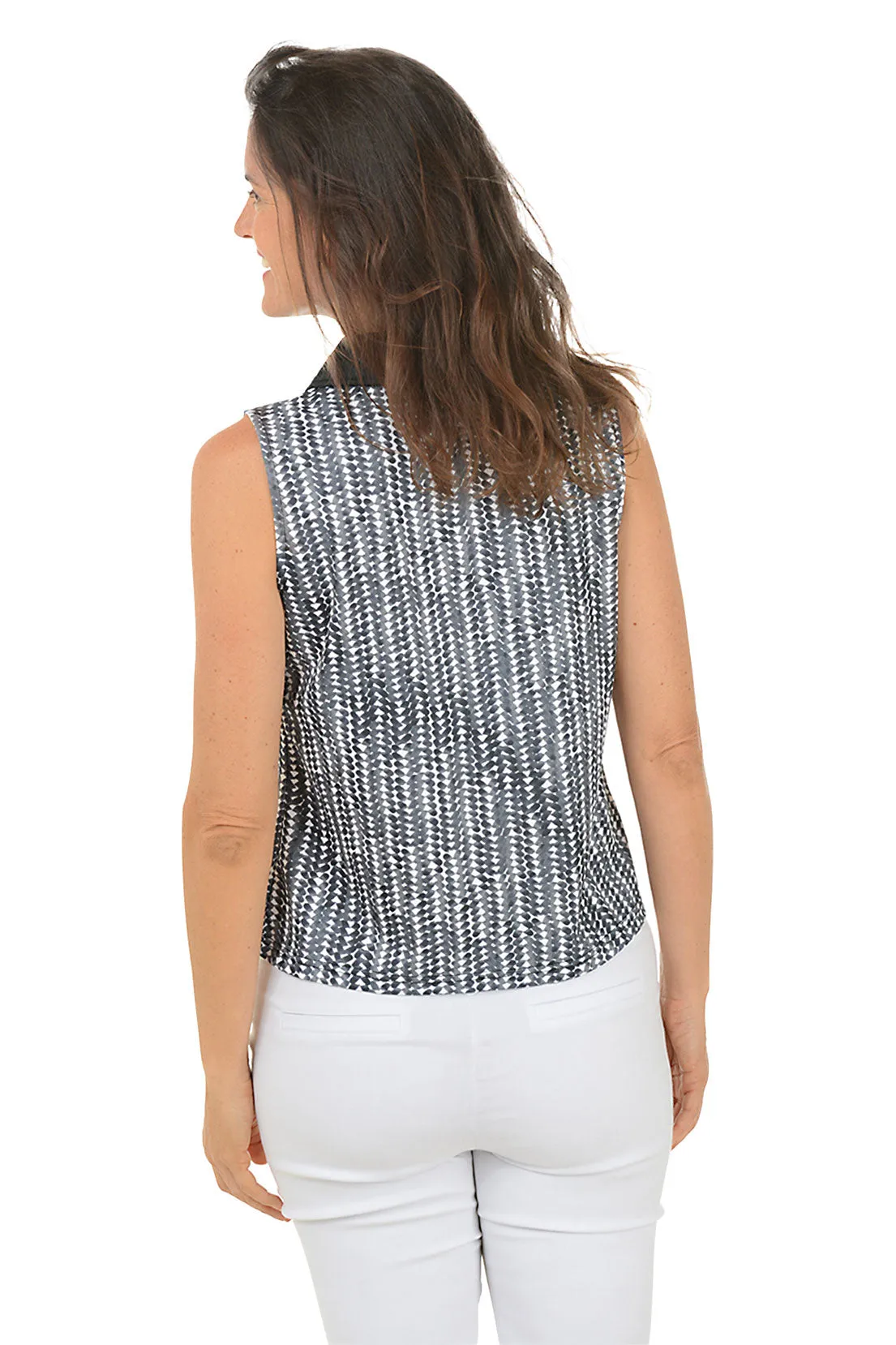 Arrow Stripe UPF50  Sleeveless Polo Top
