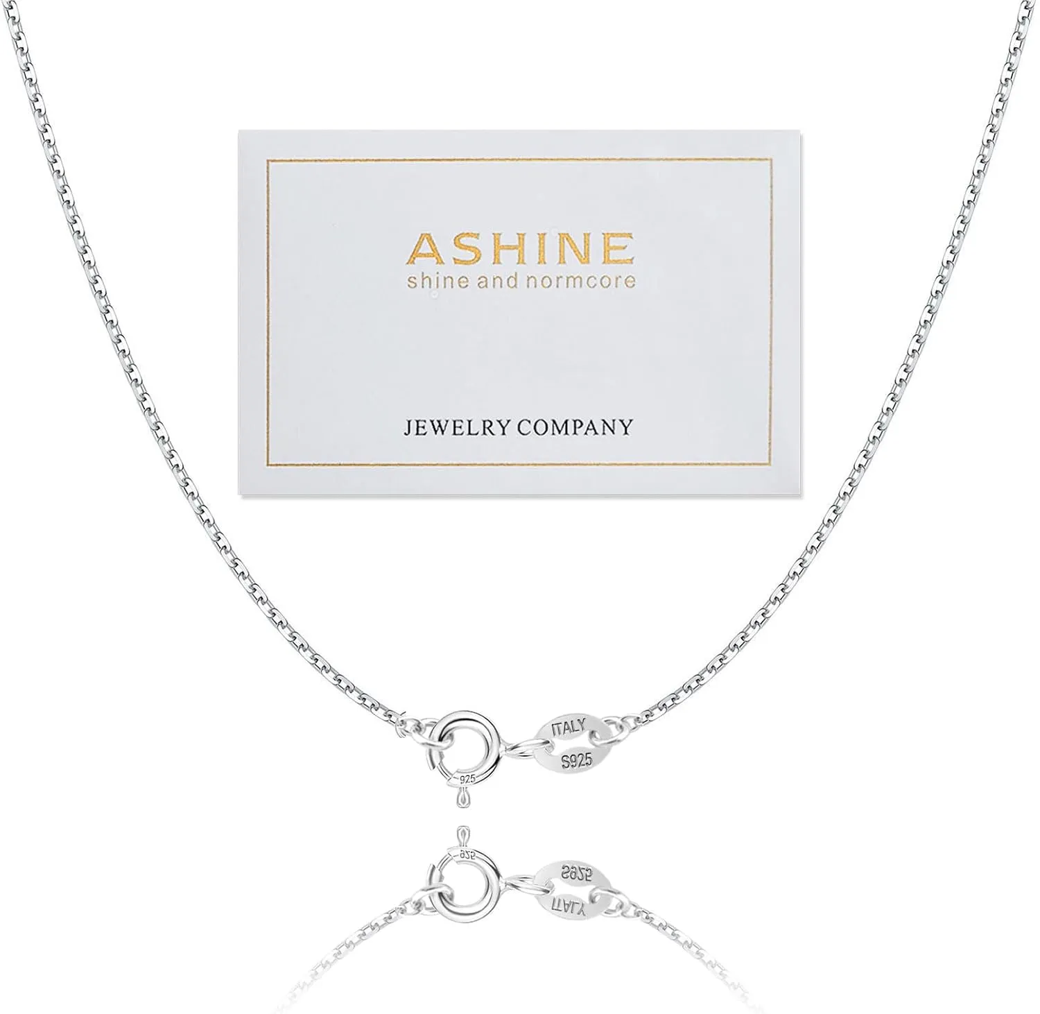 ASHINE Sterling Silver Necklace Chain for Women Girls 1.5mm Cable Necklace Spring Ring Clasp Thin Sturdy Shiny Pendants jewelry 18 Inches