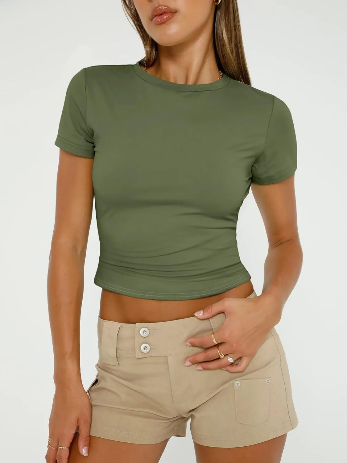 AUTOMET Womens 3 Piece Short Sleeve Shirts Basic Going Out Slim Fitted Crop Tops 2025 Summer Y2k Clothes