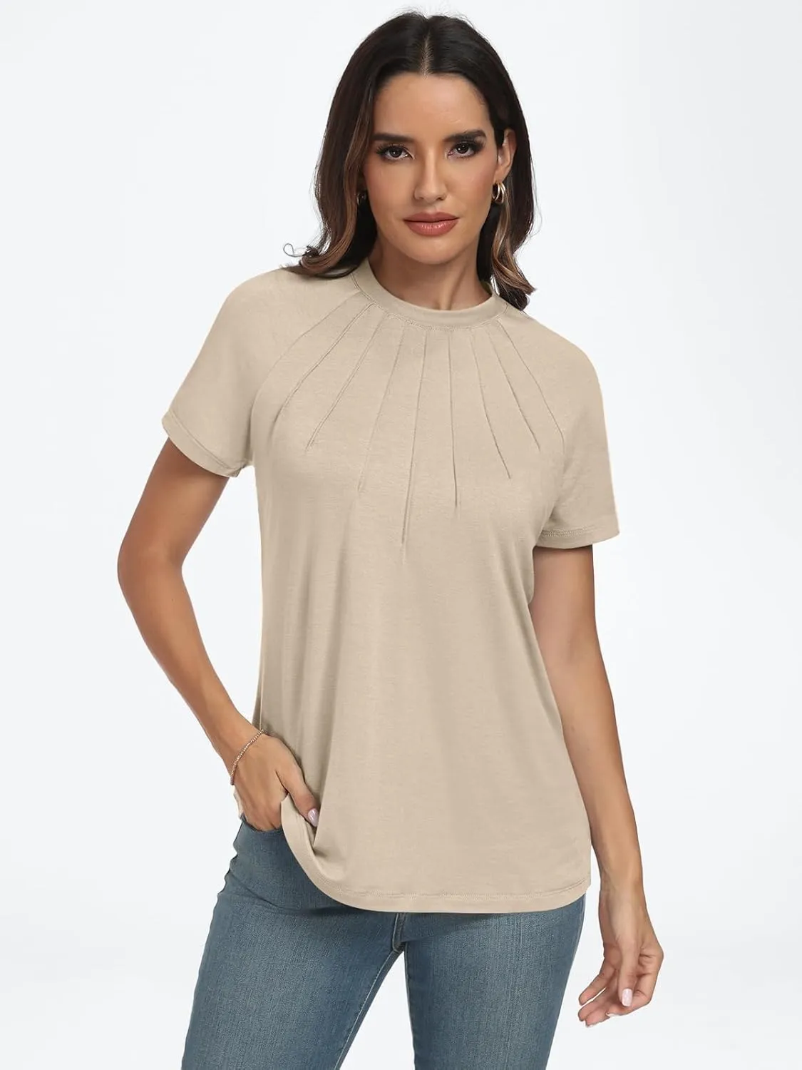AUTOMET Womens Short Sleeve Shirts Business Casual Tops Summer Trendy Tshirts Dressy Tee Fashion Blouses Outfits 2025