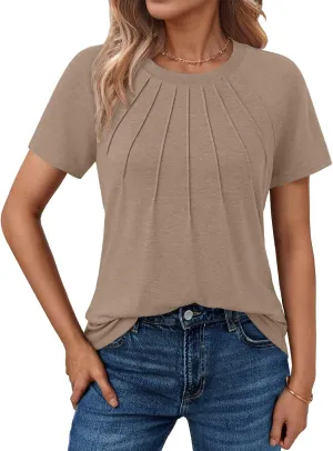AUTOMET Womens Short Sleeve Shirts Business Casual Tops Summer Trendy Tshirts Dressy Tee Fashion Blouses Outfits 2025