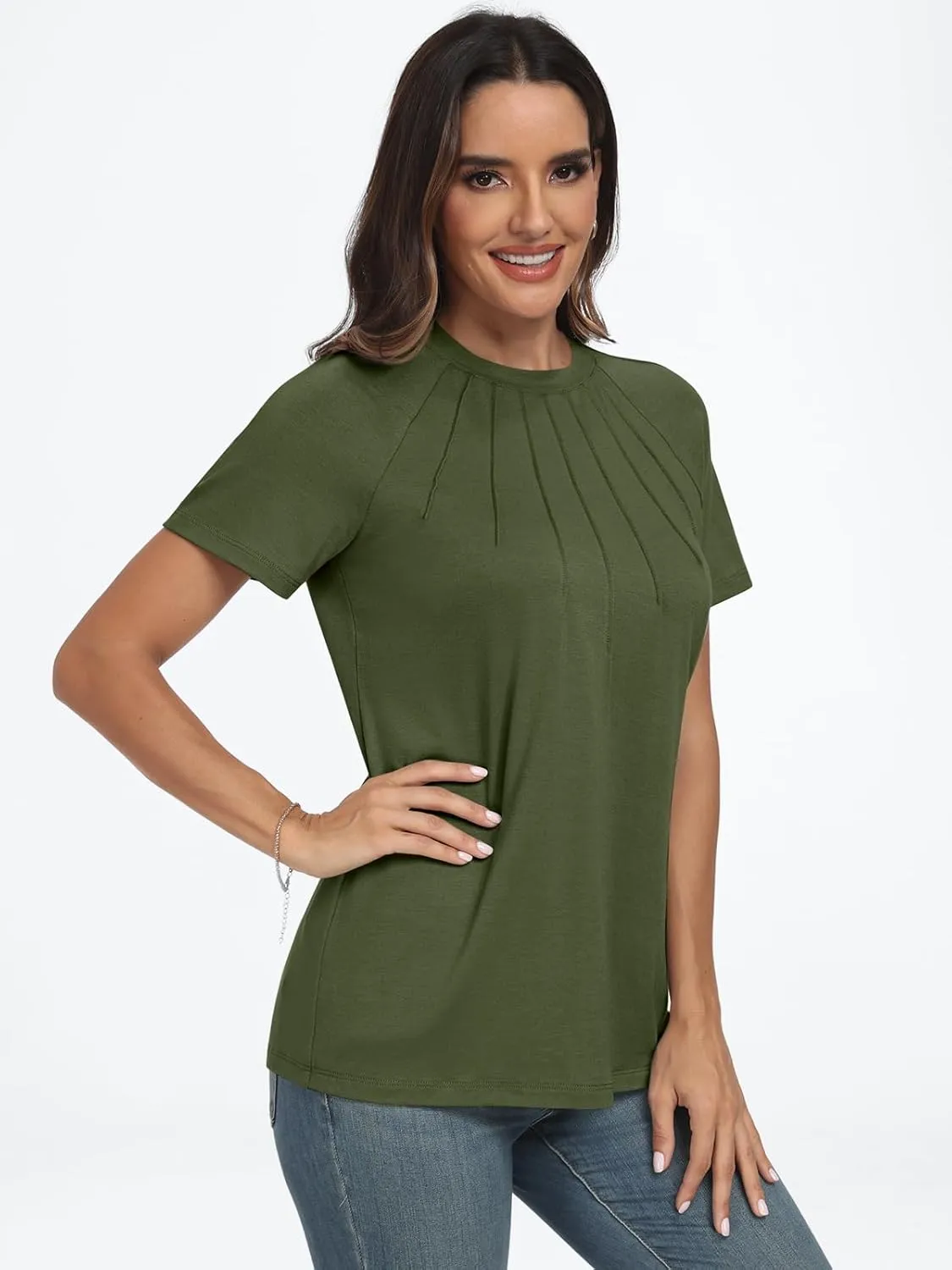 AUTOMET Womens Short Sleeve Shirts Business Casual Tops Summer Trendy Tshirts Dressy Tee Fashion Blouses Outfits 2025