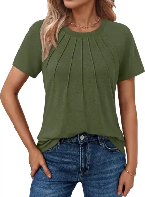 AUTOMET Womens Short Sleeve Shirts Business Casual Tops Summer Trendy Tshirts Dressy Tee Fashion Blouses Outfits 2025