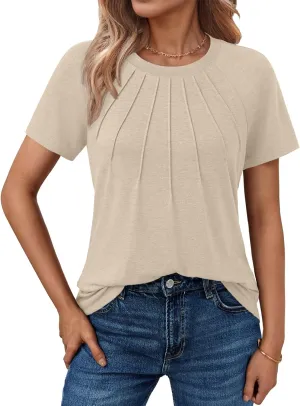 AUTOMET Womens Short Sleeve Shirts Business Casual Tops Summer Trendy Tshirts Dressy Tee Fashion Blouses Outfits 2025