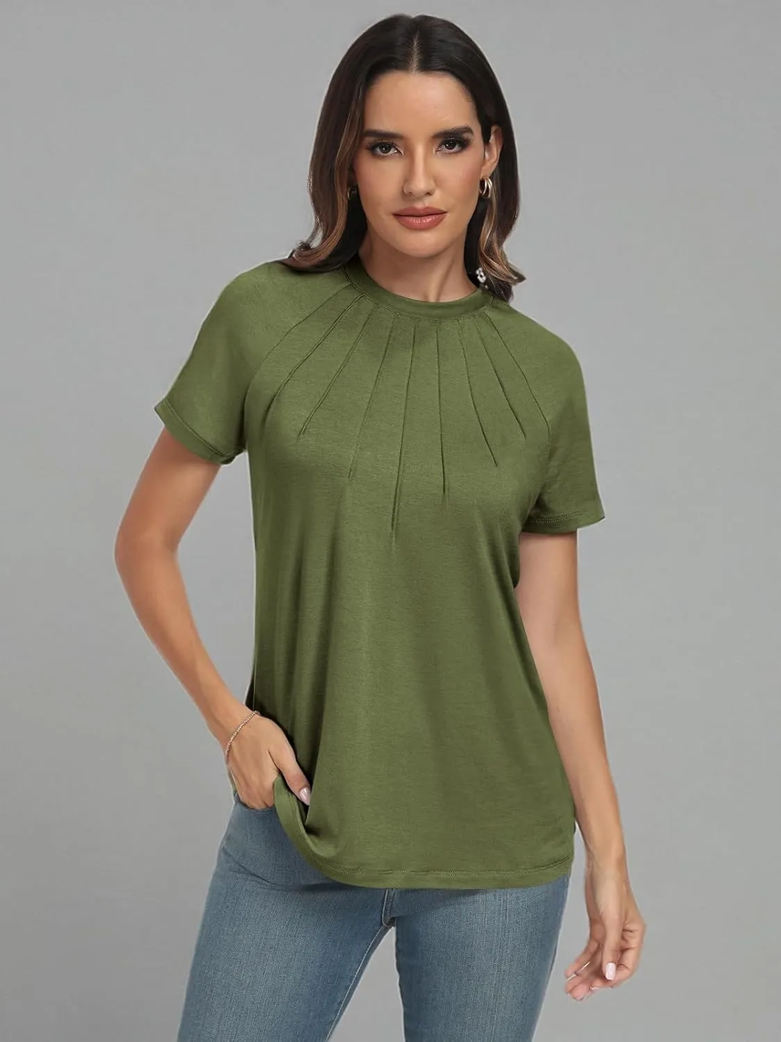 AUTOMET Womens Short Sleeve Shirts Business Casual Tops Summer Trendy Tshirts Dressy Tee Fashion Blouses Outfits 2025