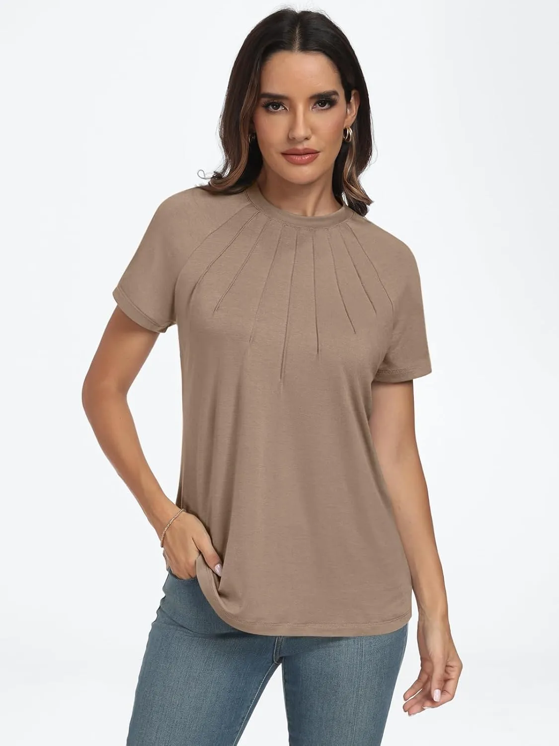 AUTOMET Womens Short Sleeve Shirts Business Casual Tops Summer Trendy Tshirts Dressy Tee Fashion Blouses Outfits 2025