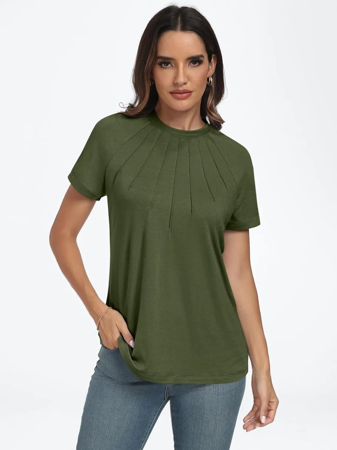 AUTOMET Womens Short Sleeve Shirts Business Casual Tops Summer Trendy Tshirts Dressy Tee Fashion Blouses Outfits 2025