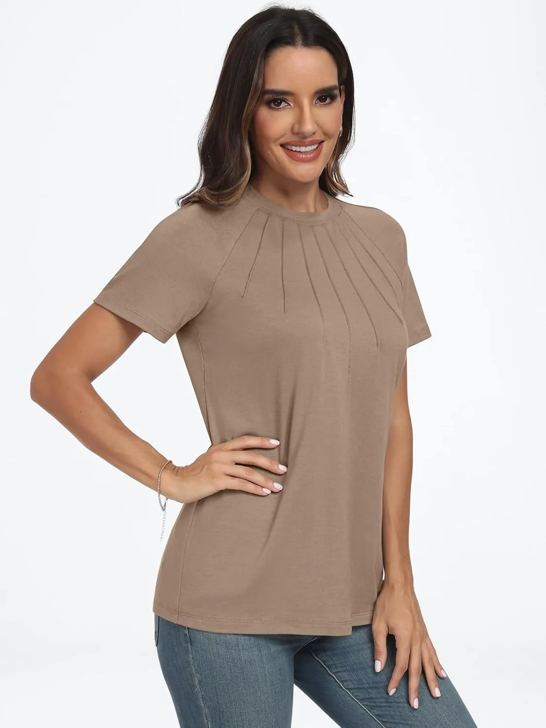 AUTOMET Womens Short Sleeve Shirts Business Casual Tops Summer Trendy Tshirts Dressy Tee Fashion Blouses Outfits 2025
