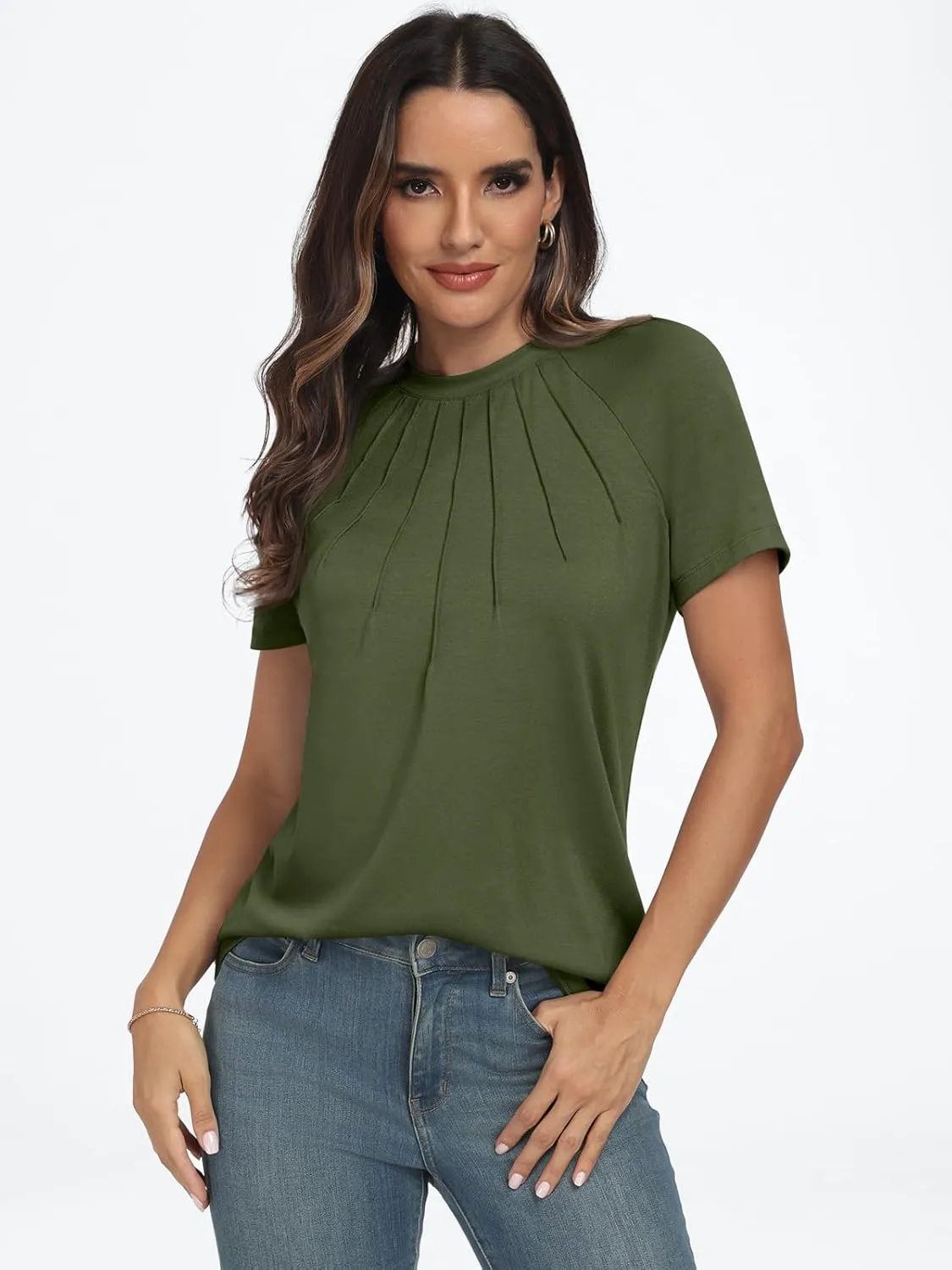 AUTOMET Womens Short Sleeve Shirts Business Casual Tops Summer Trendy Tshirts Dressy Tee Fashion Blouses Outfits 2025