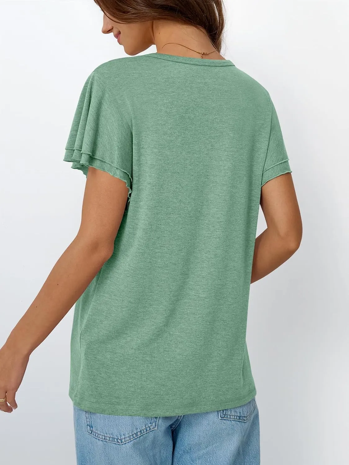 AUTOMET Womens Short Sleeve T-Shirts Dressy Casual Basic Ruffle Cute Summer Tops 2025 Spring Fashion Clothes