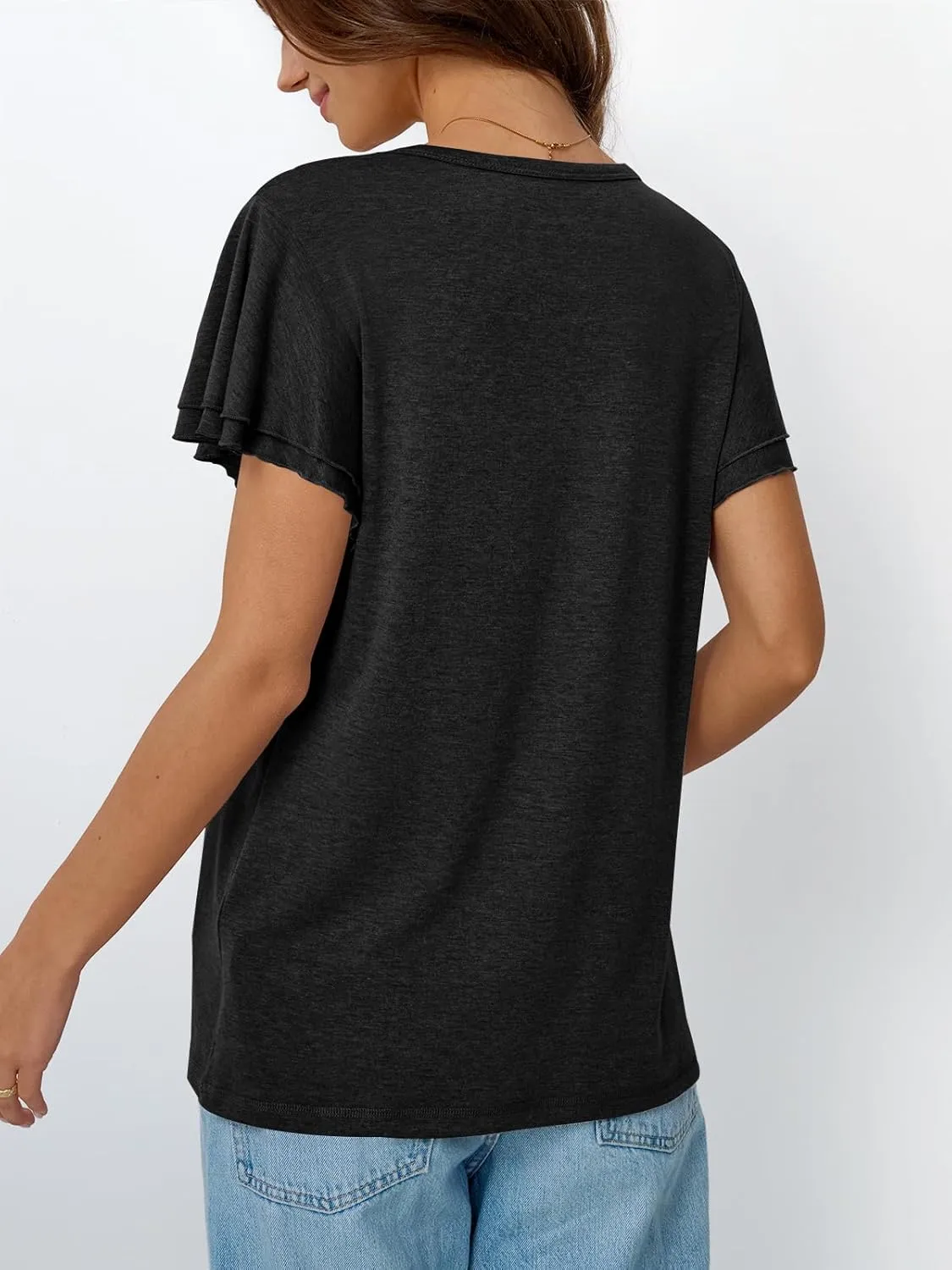 AUTOMET Womens Short Sleeve T-Shirts Dressy Casual Basic Ruffle Cute Summer Tops 2025 Spring Fashion Clothes