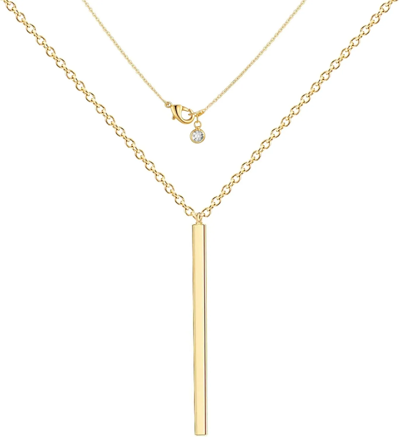 Ava Riley Dainty Necklace for Women,14K Real Silver Simple Necklace for Women, Pearl Lock Bar Karma Circle Trendy Choker Jewelry