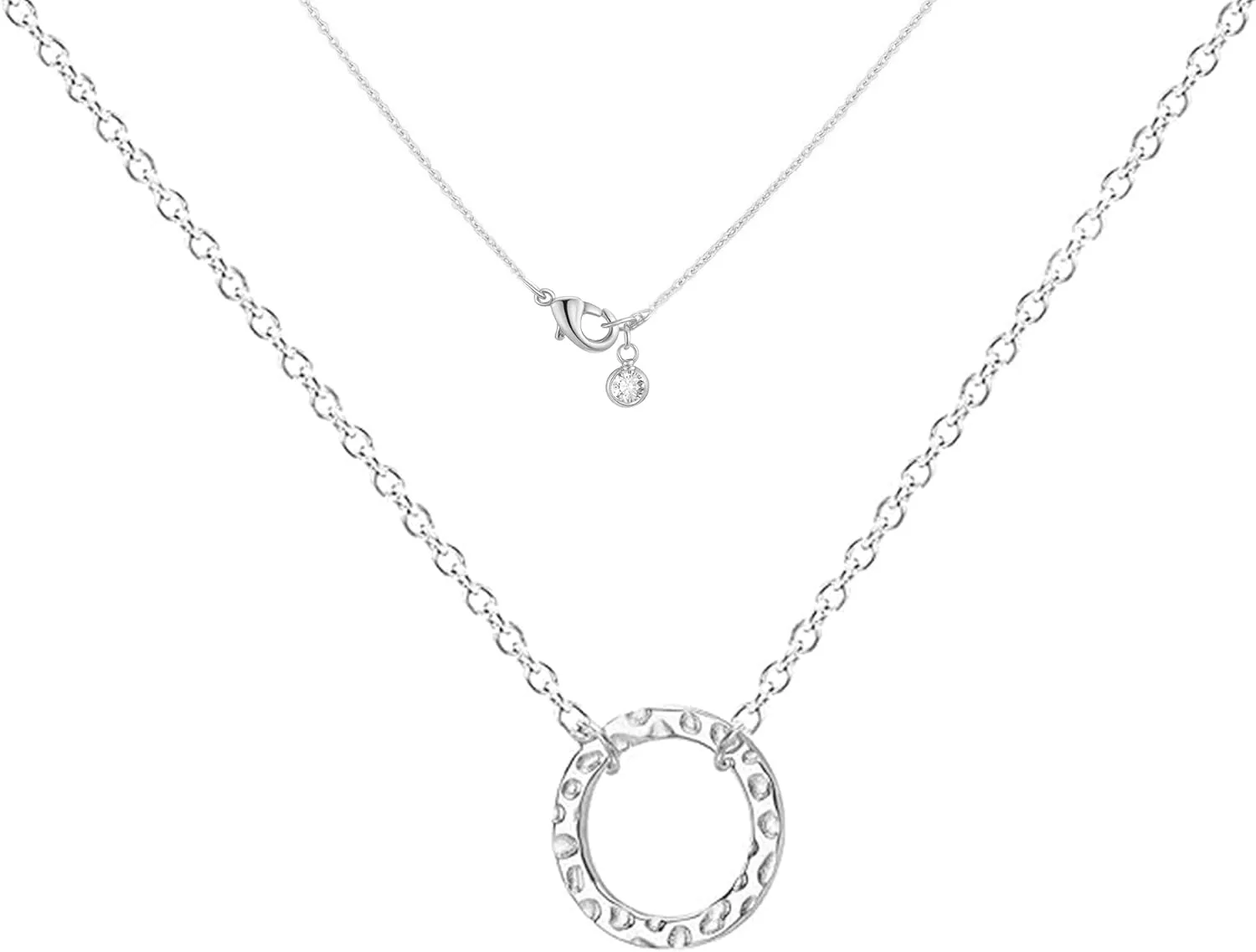 Ava Riley Dainty Necklace for Women,14K Real Silver Simple Necklace for Women, Pearl Lock Bar Karma Circle Trendy Choker Jewelry