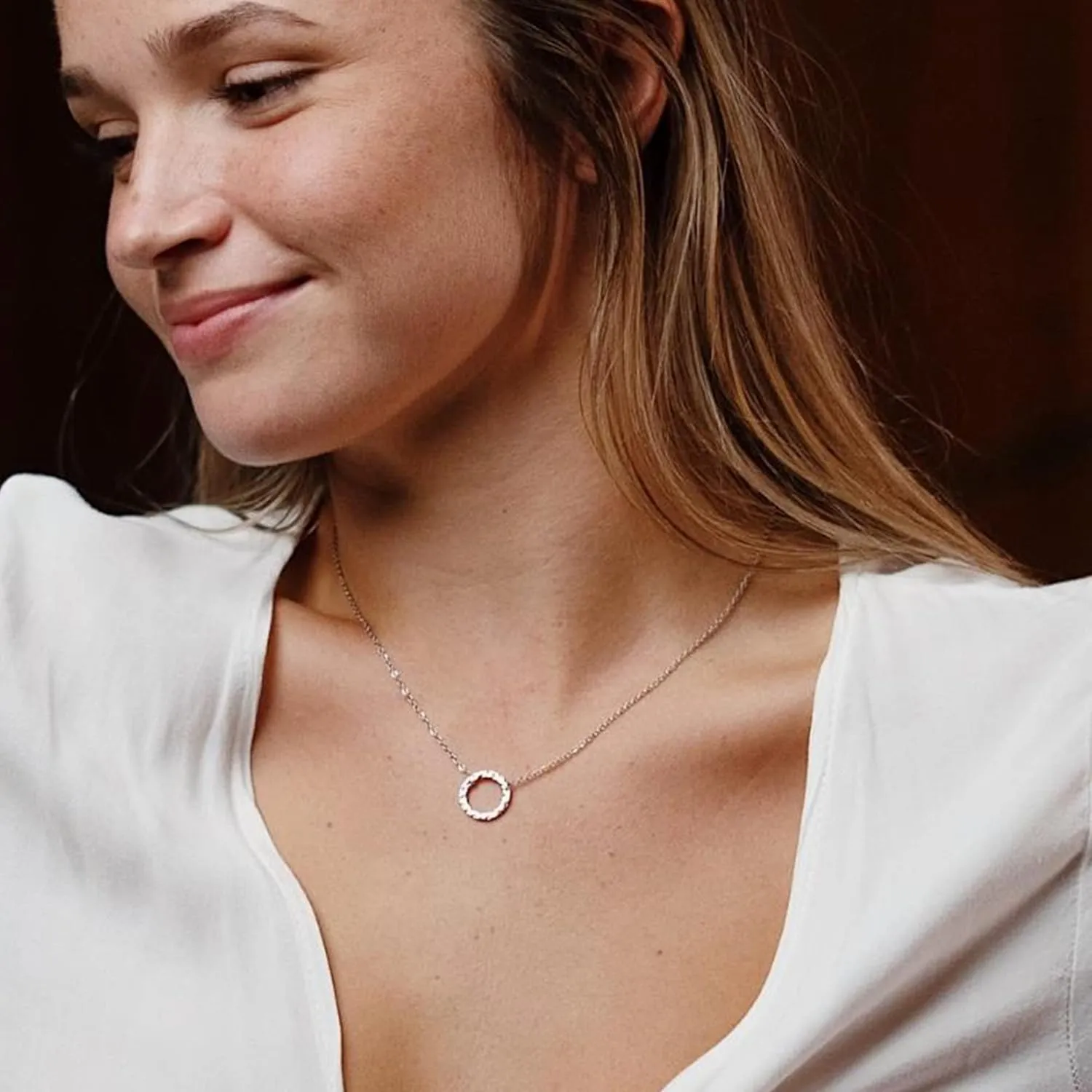 Ava Riley Dainty Necklace for Women,14K Real Silver Simple Necklace for Women, Pearl Lock Bar Karma Circle Trendy Choker Jewelry