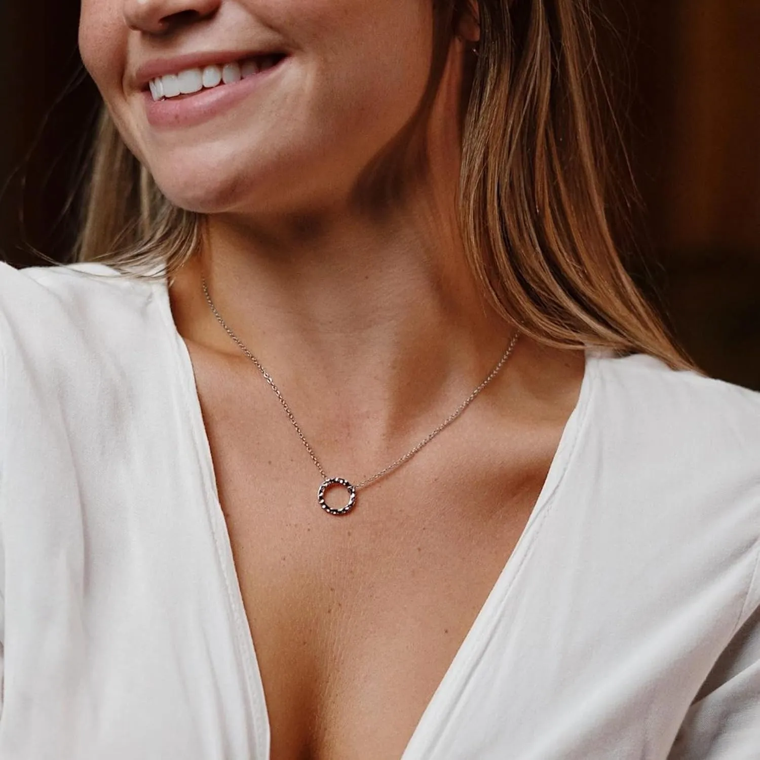 Ava Riley Dainty Necklace for Women,14K Real Silver Simple Necklace for Women, Pearl Lock Bar Karma Circle Trendy Choker Jewelry