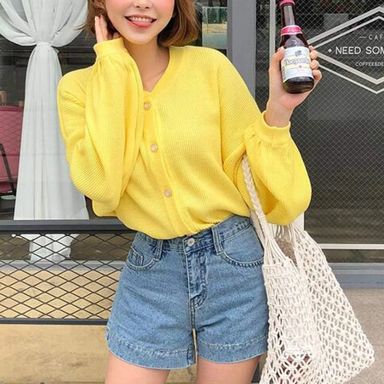 Ayliss Handmade Straw Bag Travel Beach Fishing Net Handbag Shopping Woven Shoulder Bag for Women