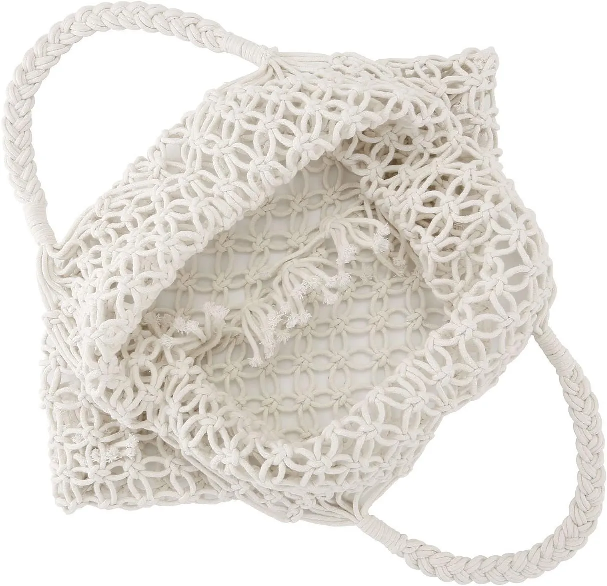 Ayliss Handmade Straw Bag Travel Beach Fishing Net Handbag Shopping Woven Shoulder Bag for Women