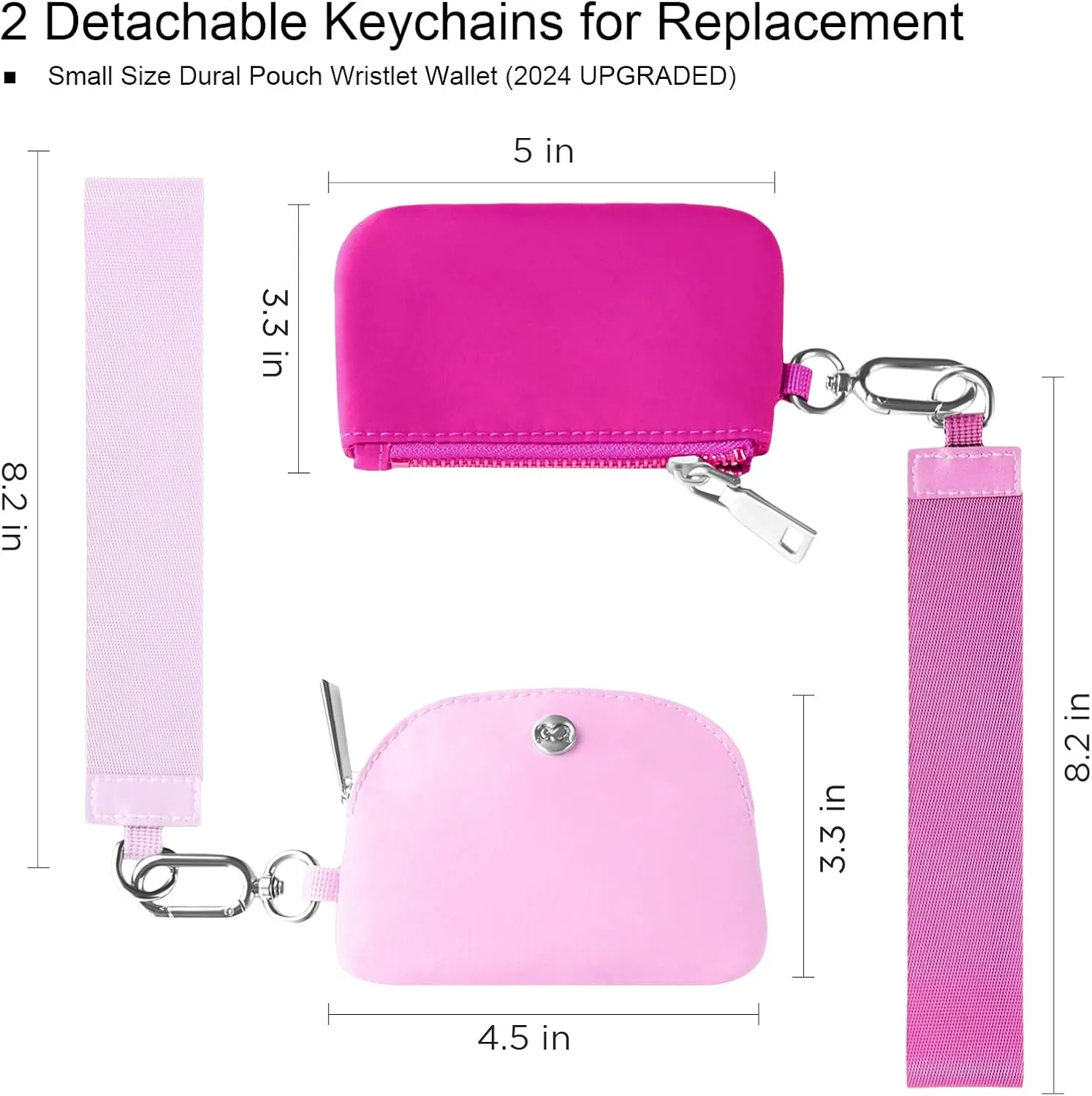 Babysun Mini Zip Around Dual Pouch Wristlet With 2 Straps Wristlet Keychain Wallet for Women Coin Purse Small Cute for Teen Girl