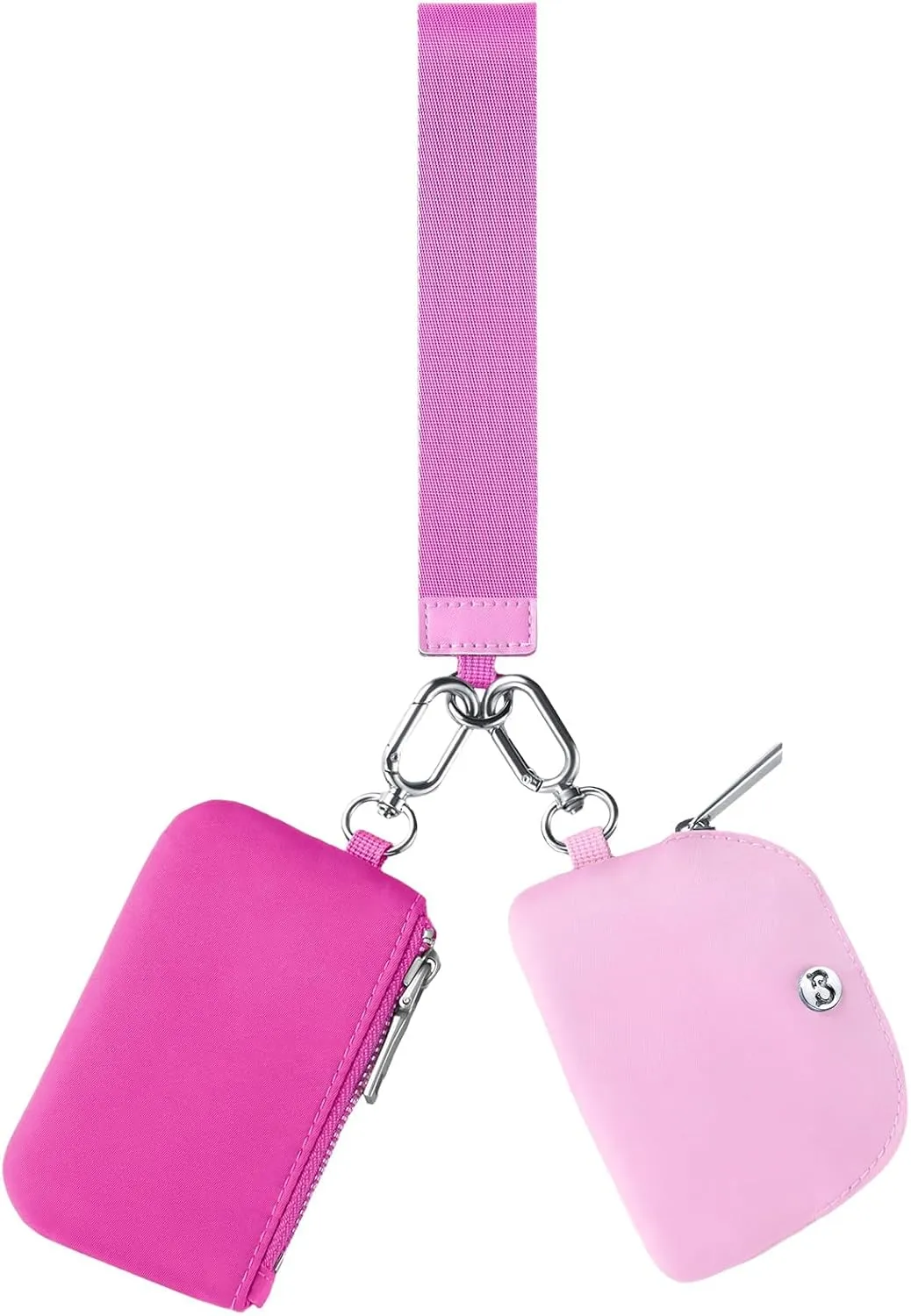 Babysun Mini Zip Around Dual Pouch Wristlet With 2 Straps Wristlet Keychain Wallet for Women Coin Purse Small Cute for Teen Girl