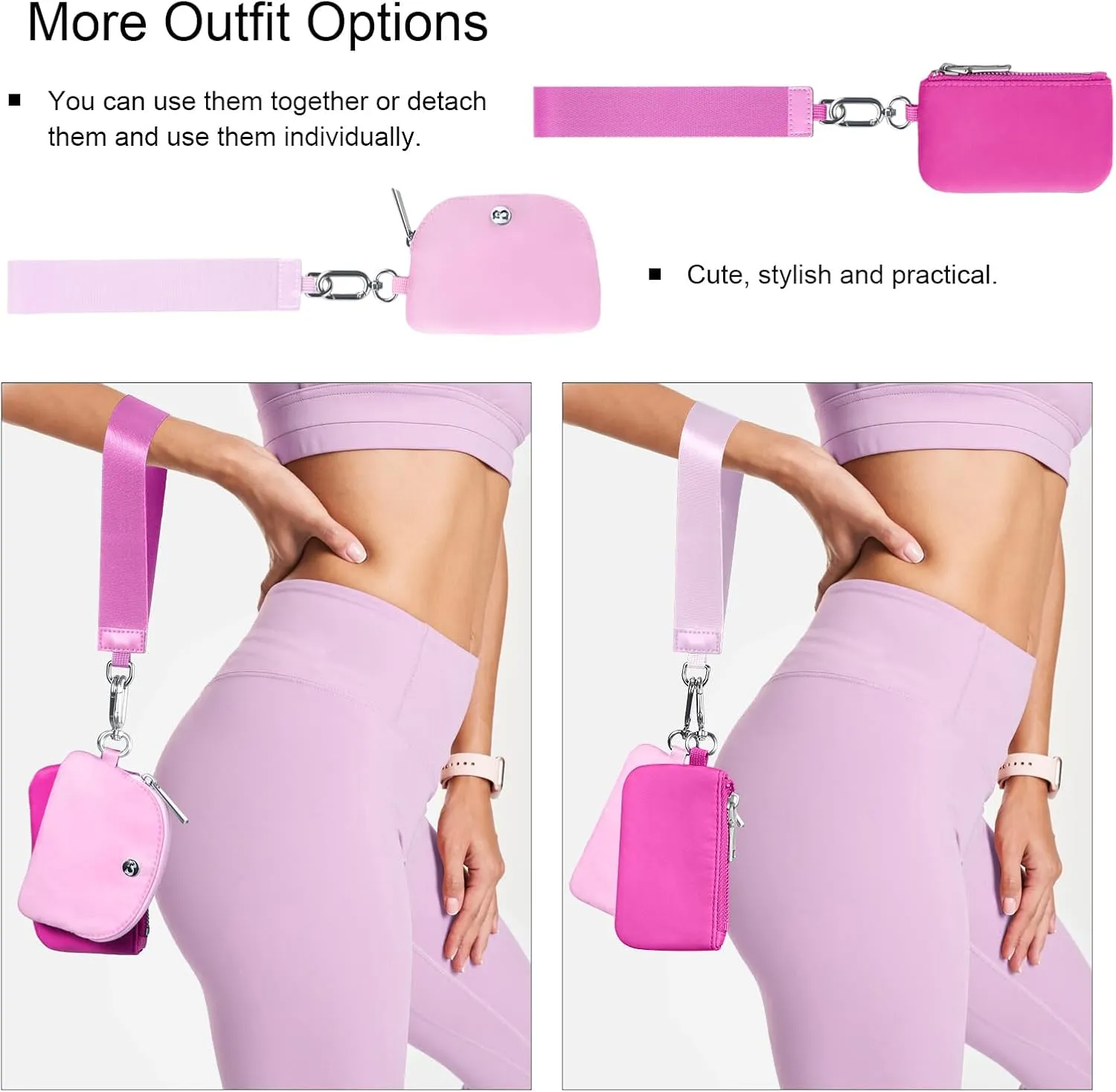 Babysun Mini Zip Around Dual Pouch Wristlet With 2 Straps Wristlet Keychain Wallet for Women Coin Purse Small Cute for Teen Girl