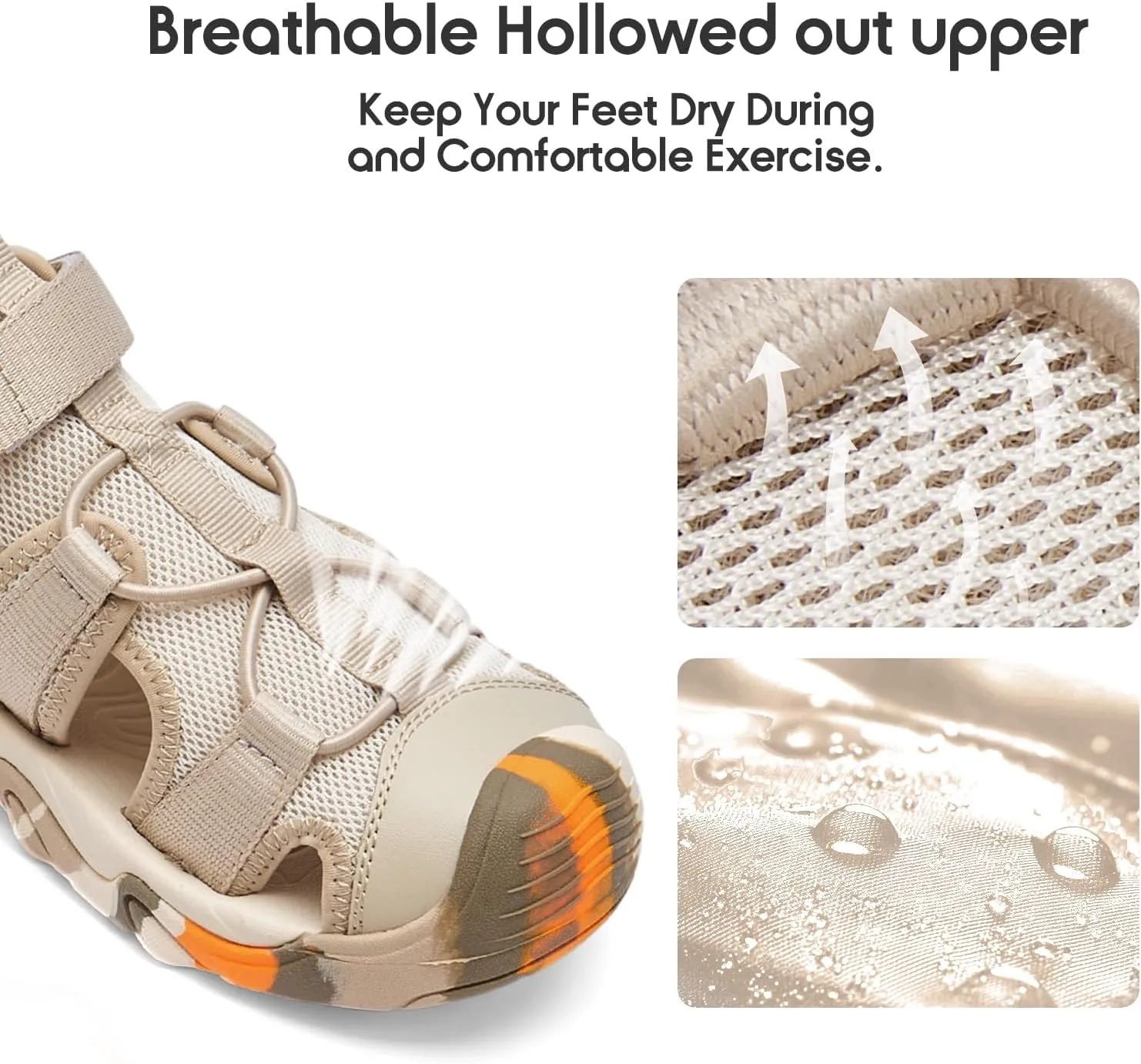 Balabala Kids Sandals Boys Girls Closed Toe Summer Outdoor Athletic Beaches Sandals Non-slip Hook and Loop