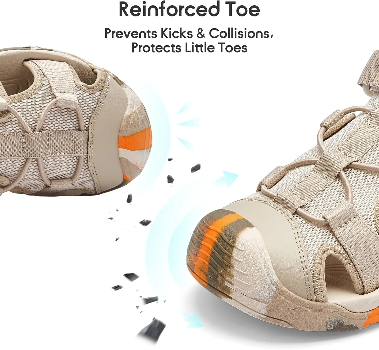 Balabala Kids Sandals Boys Girls Closed Toe Summer Outdoor Athletic Beaches Sandals Non-slip Hook and Loop