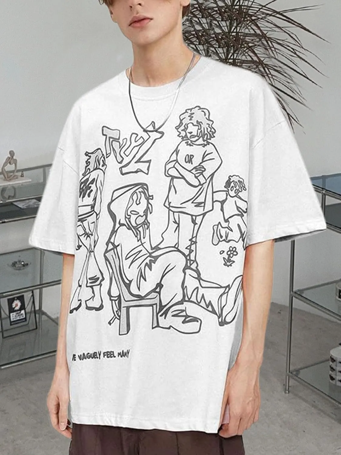 Bealin Mens Graphic Tees Oversized Creative Graffiti Short Sleeve Shirts Summer Casual Rapper Streetwear Y2k Tops Tshirt