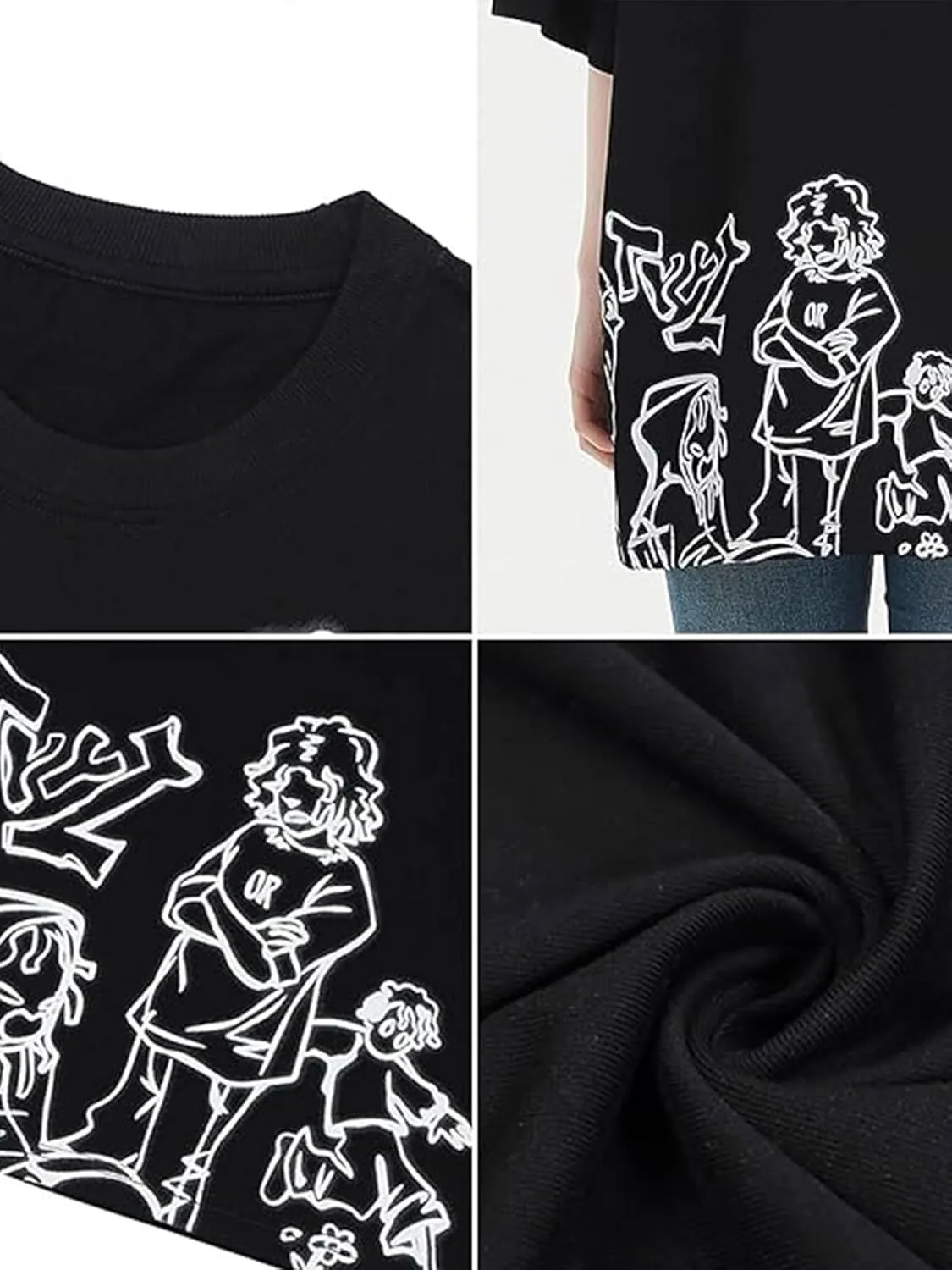 Bealin Mens Graphic Tees Oversized Creative Graffiti Short Sleeve Shirts Summer Casual Rapper Streetwear Y2k Tops Tshirt