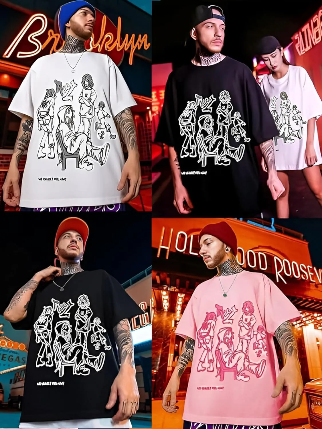 Bealin Mens Graphic Tees Oversized Creative Graffiti Short Sleeve Shirts Summer Casual Rapper Streetwear Y2k Tops Tshirt